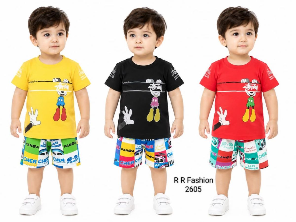 R R FASHION- Kids T-shirt & nikker Clothing Set- 2605