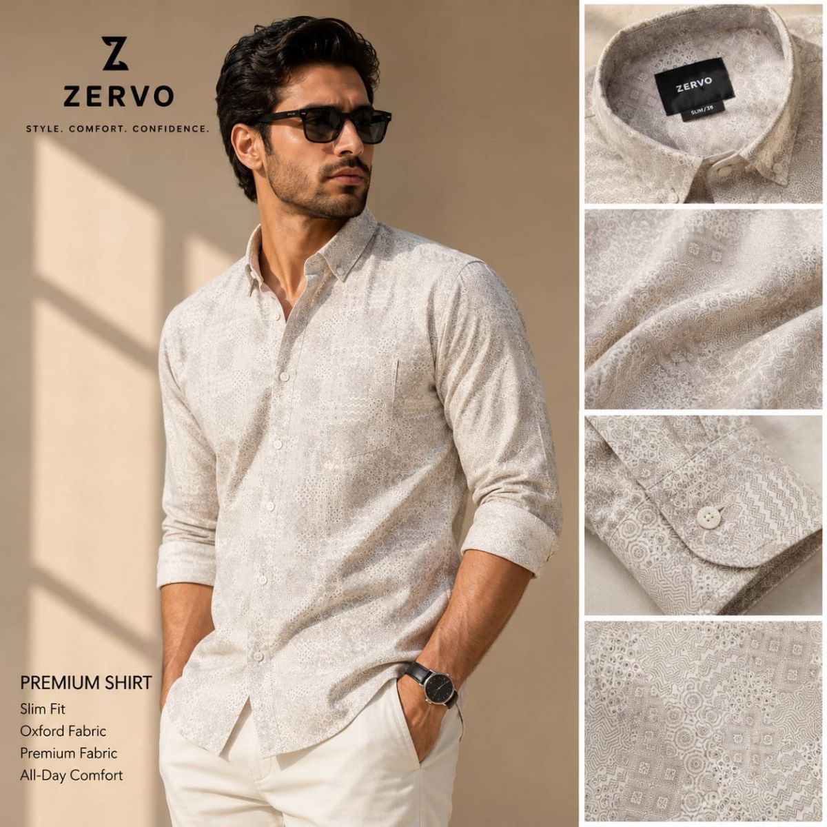 Zervo Men's Cotton Oxford Printed Shirts