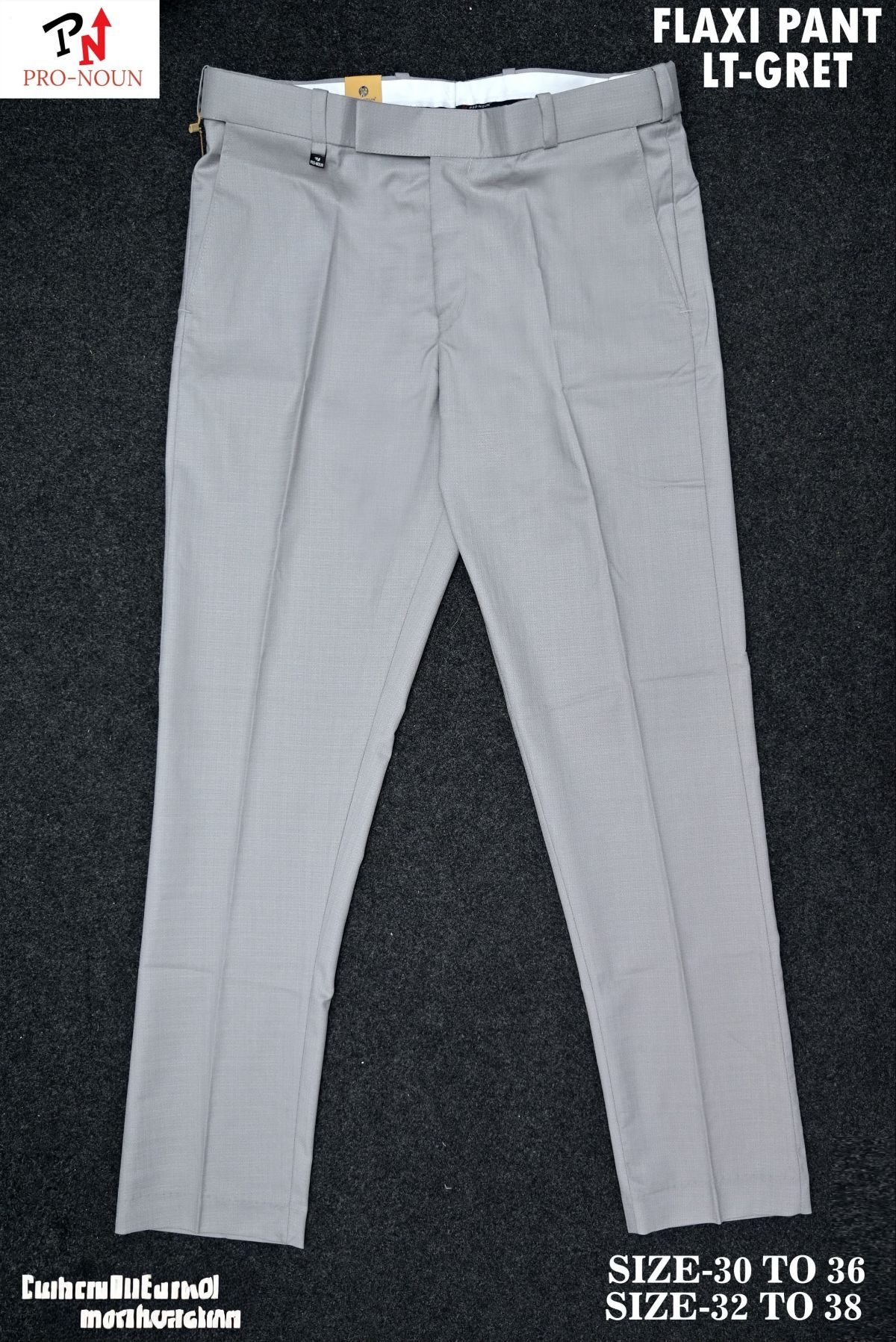Pro-Noun Men's  Formal Trouser Pants With Adjustable belt D No- Galaxy 231-7-197 (30-36)- Lt Grey