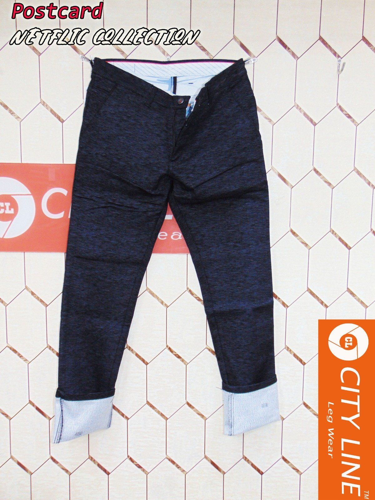 Men's cotton Knitted Premium Black Pant- 9069