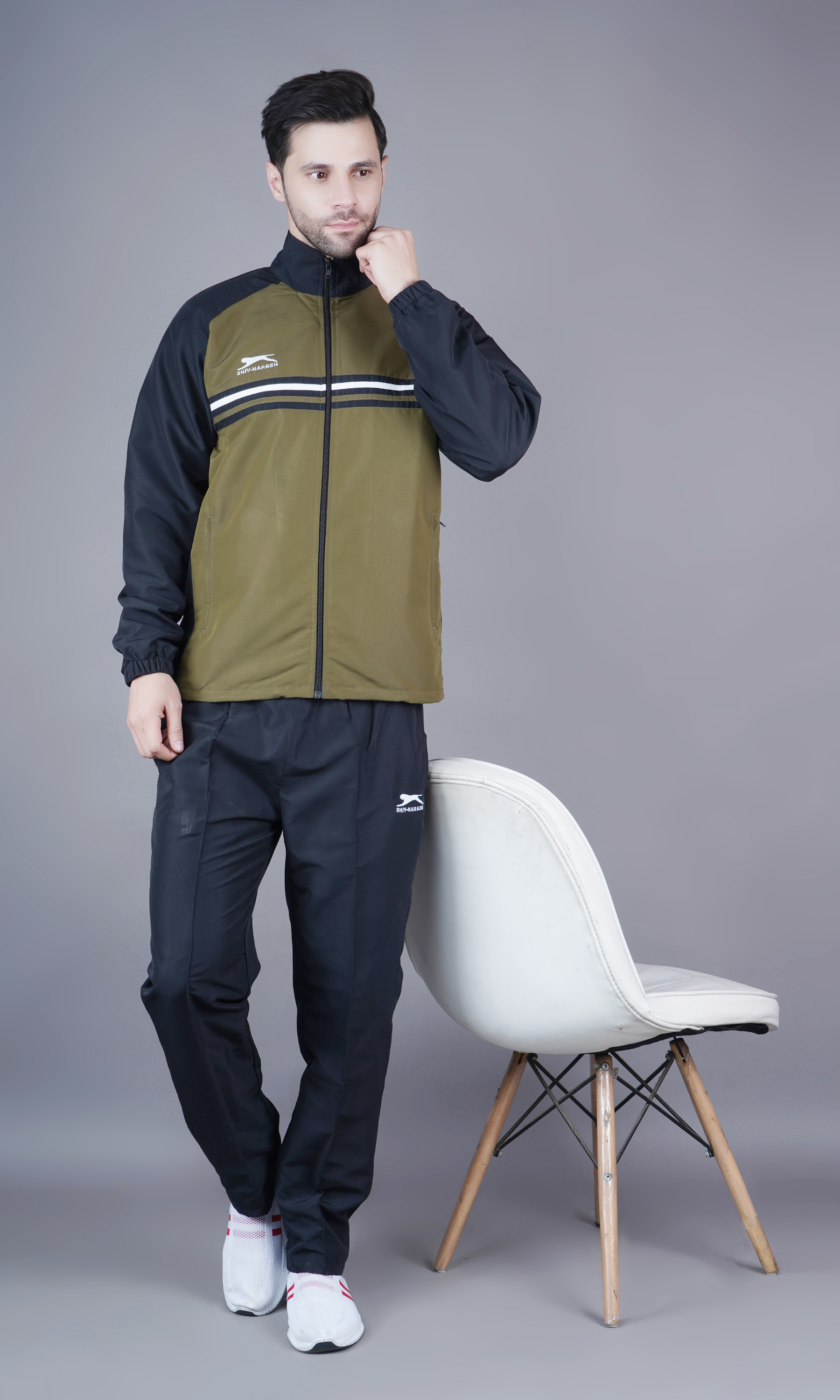 Men's Tracksuit  469B-Black/Olive-L-TZ