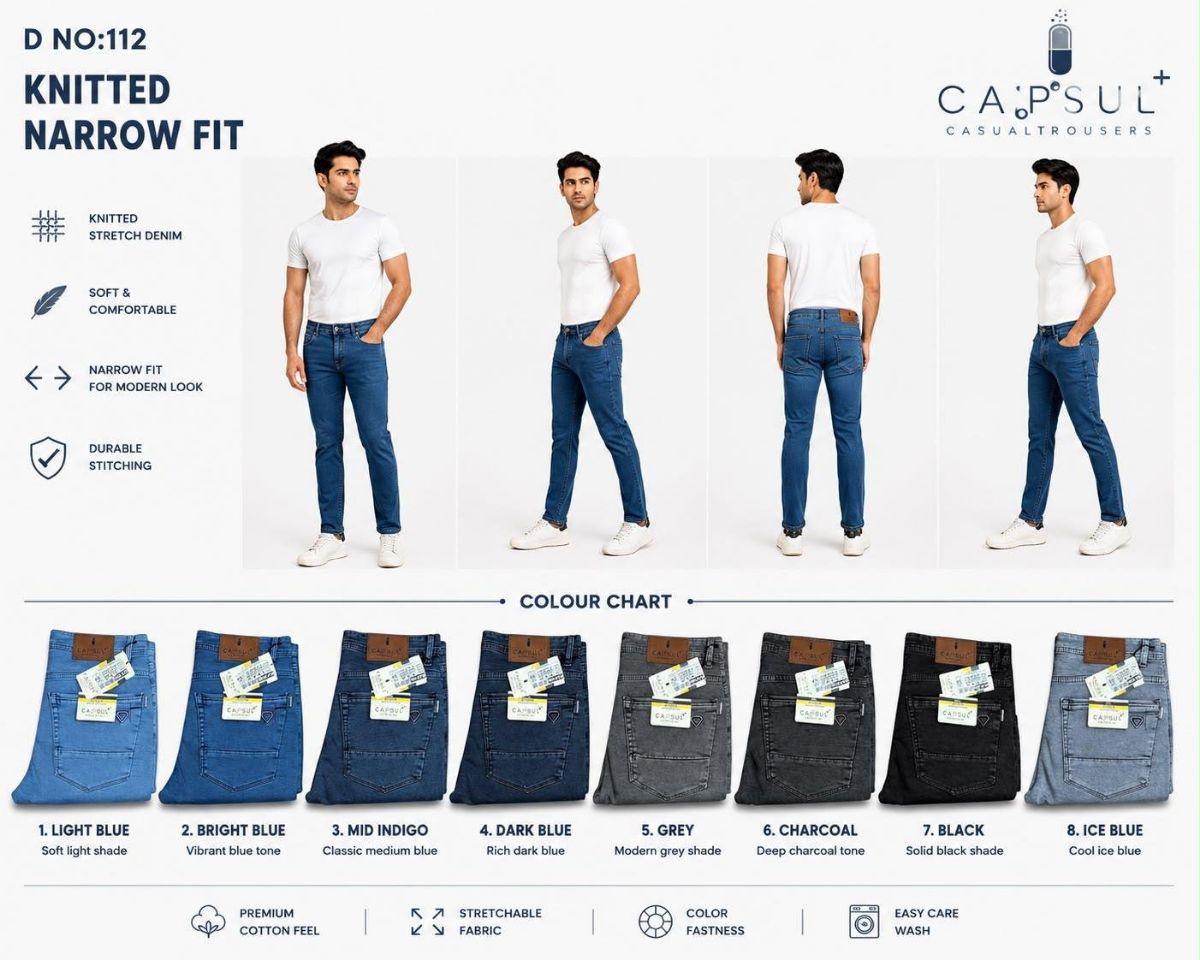 Capsule+ Men's Denim Narrow Fit Knitted Jeans -112