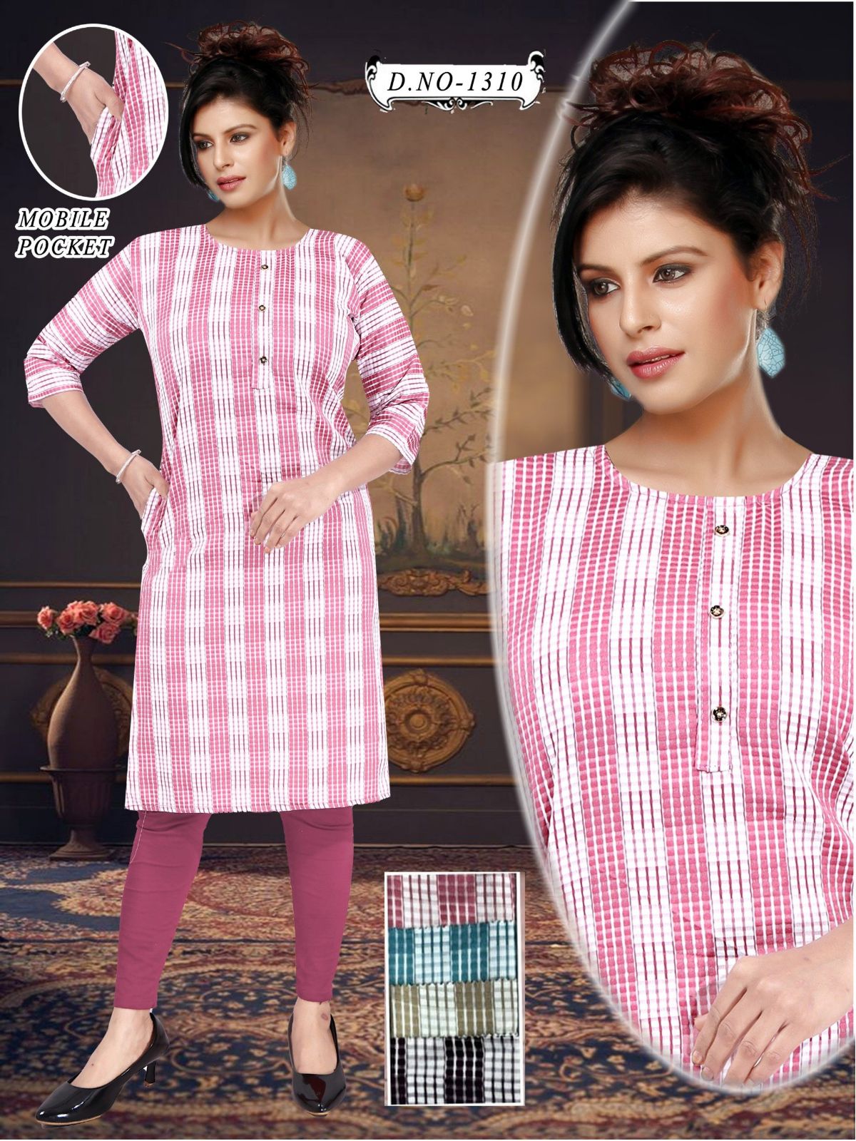 Women's Bombay State Checks and Mobile Pocket Suit-1310
