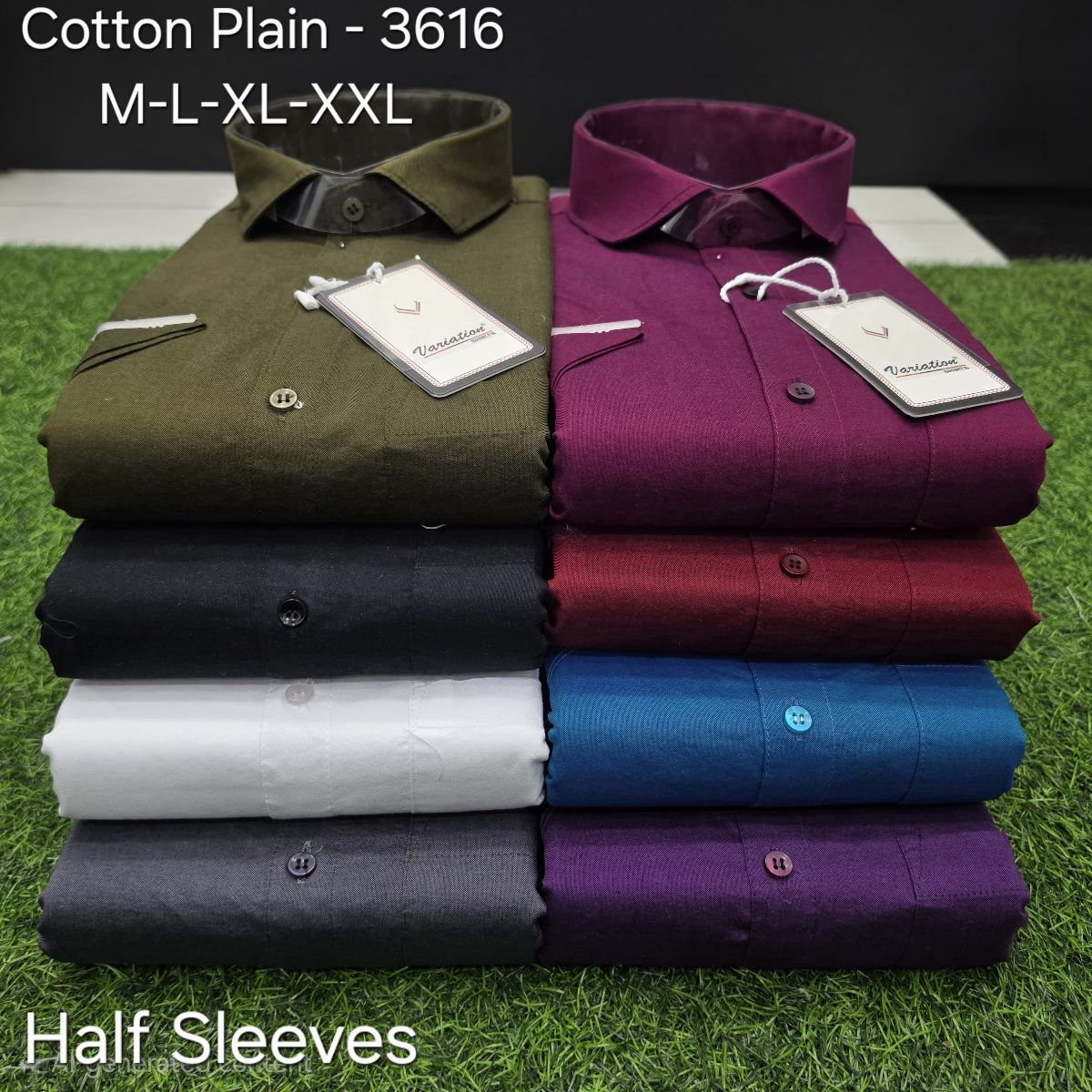 Variation Cotton Plain Men's Shirts-3616