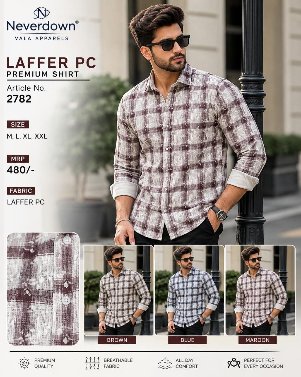 Never Down Men's Laffer PC Shirts
