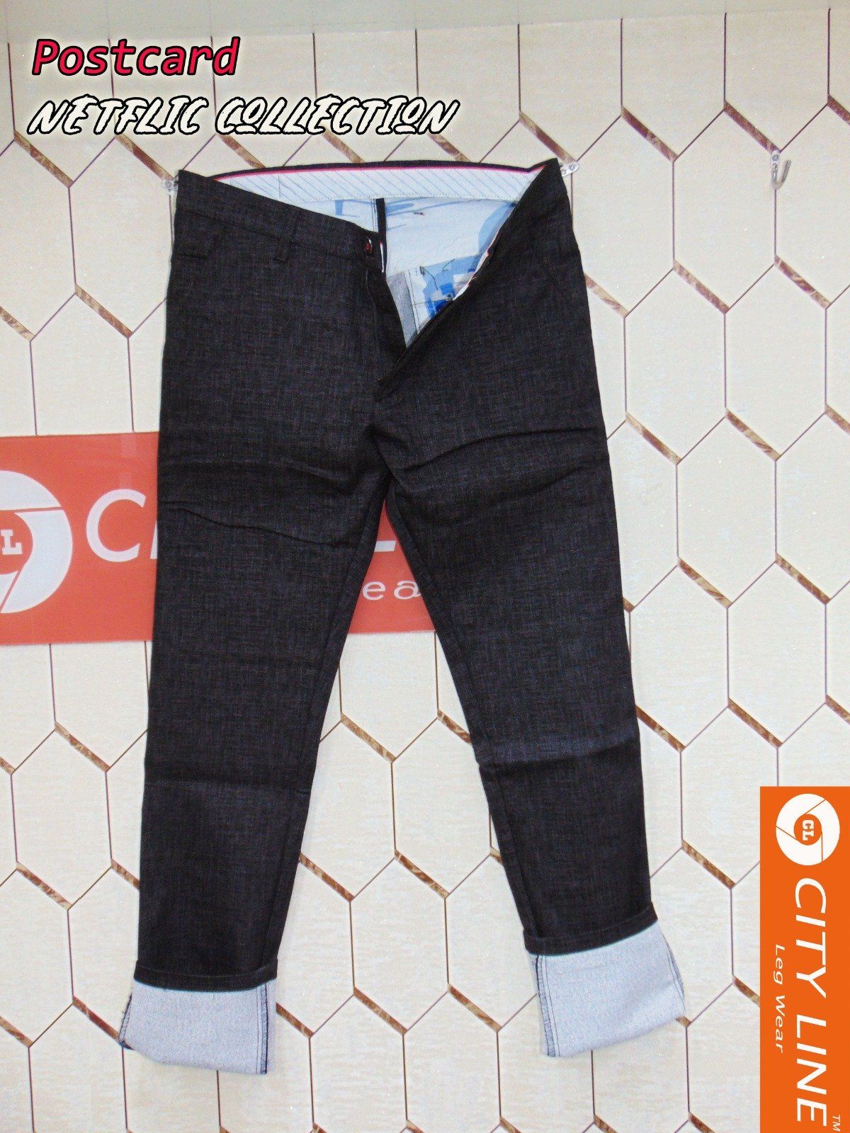Men's cotton Knitted Premium Black Pant- 9068