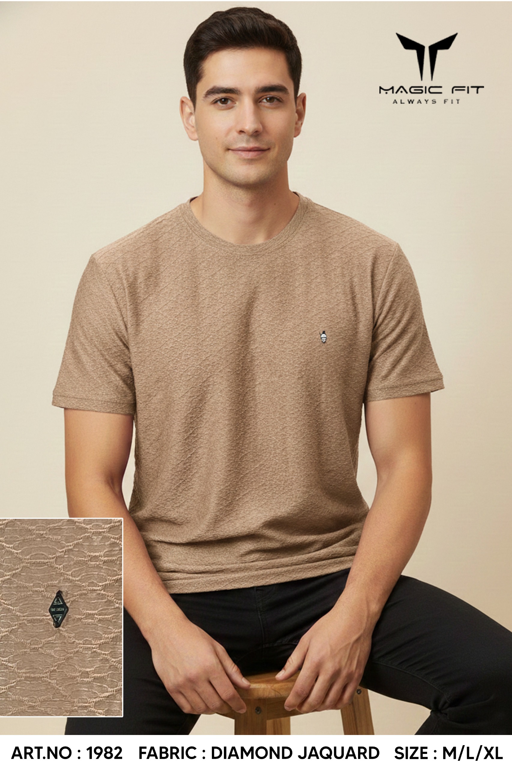 BRAND :-MagicFit  MENS Half Sleeve Round Neck Tshirt,1982:XL