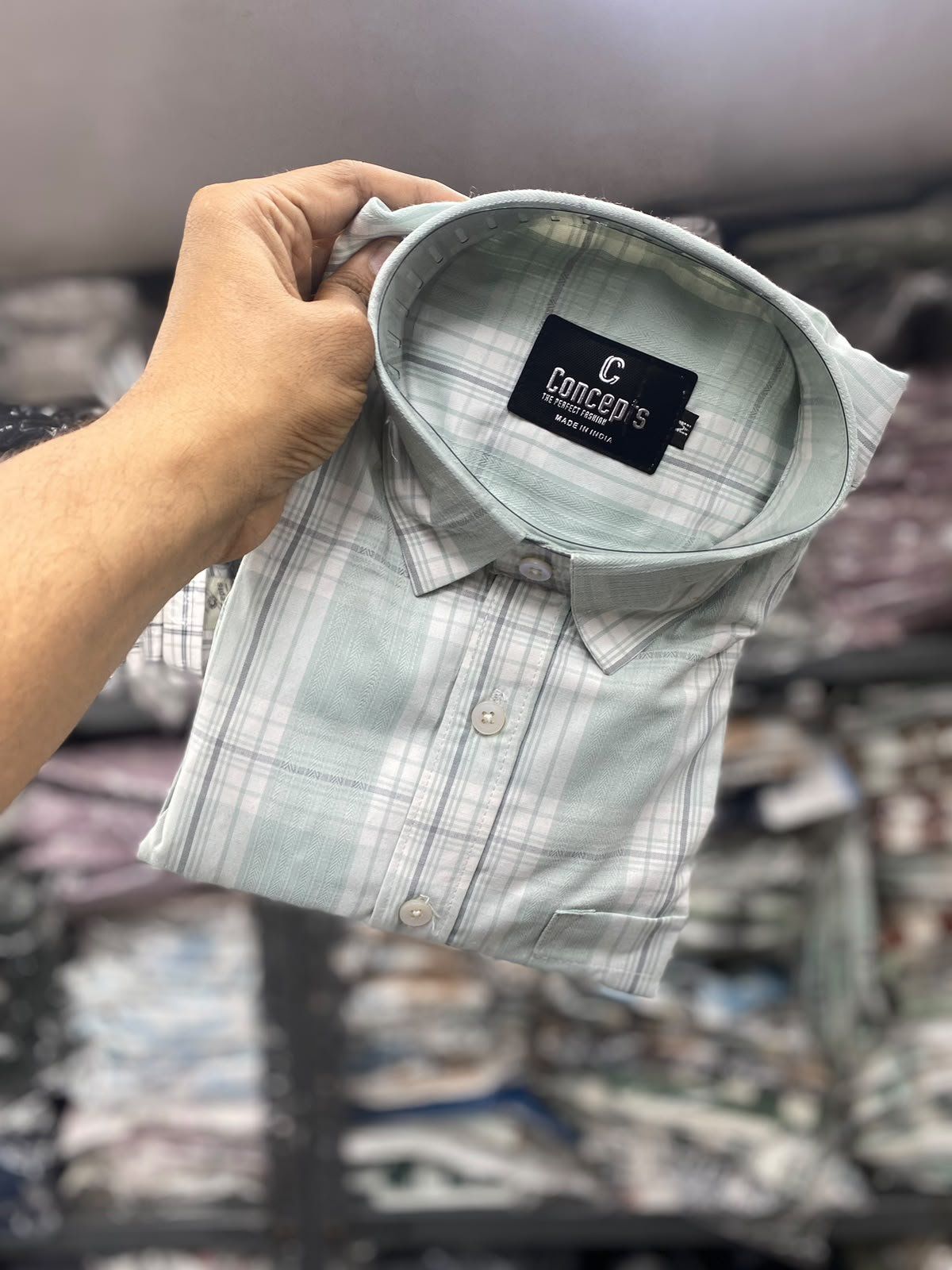 Concepts Men's Shirts Oxford Cotton Checks Half Sleeve