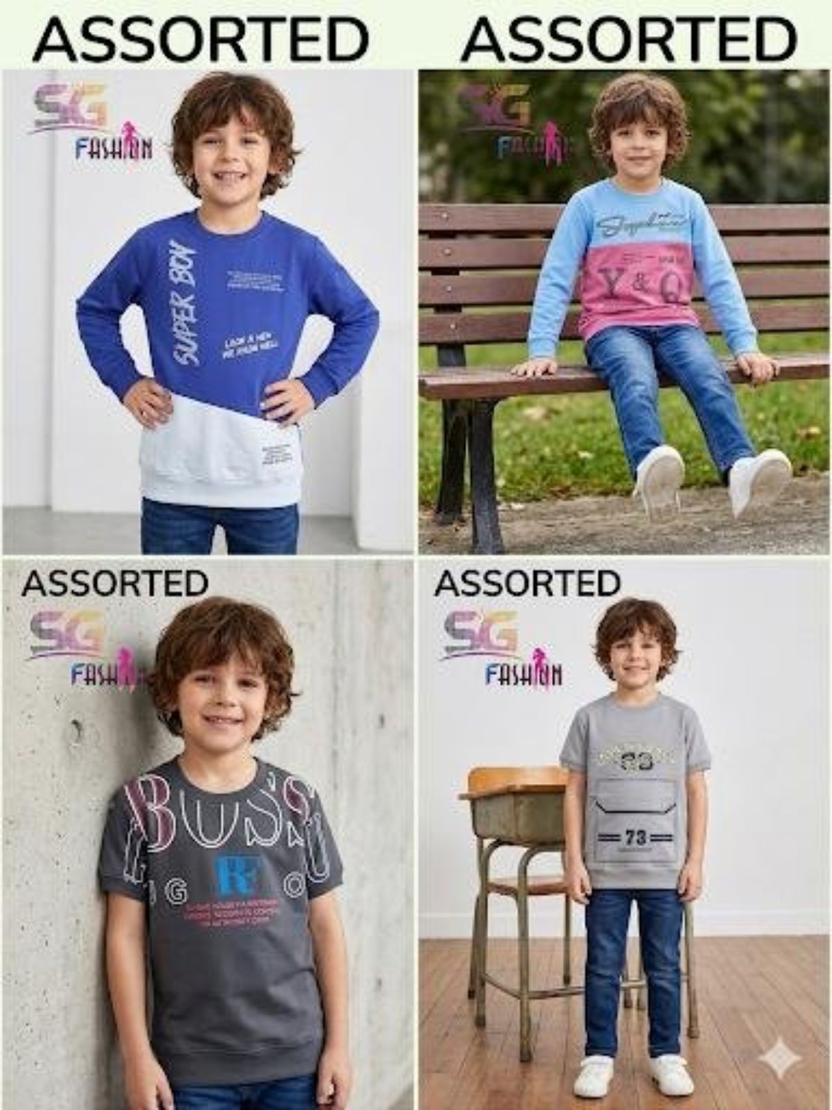 SG Fashion Kids Boys T-shirts Set Full sleeve