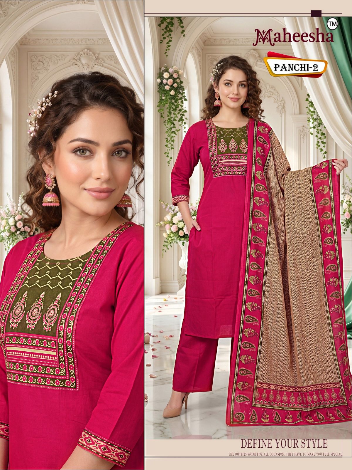 Rani Vastram Women's Ethnic Wear Suit & Bottom Set with Dupatta- Panchi 2