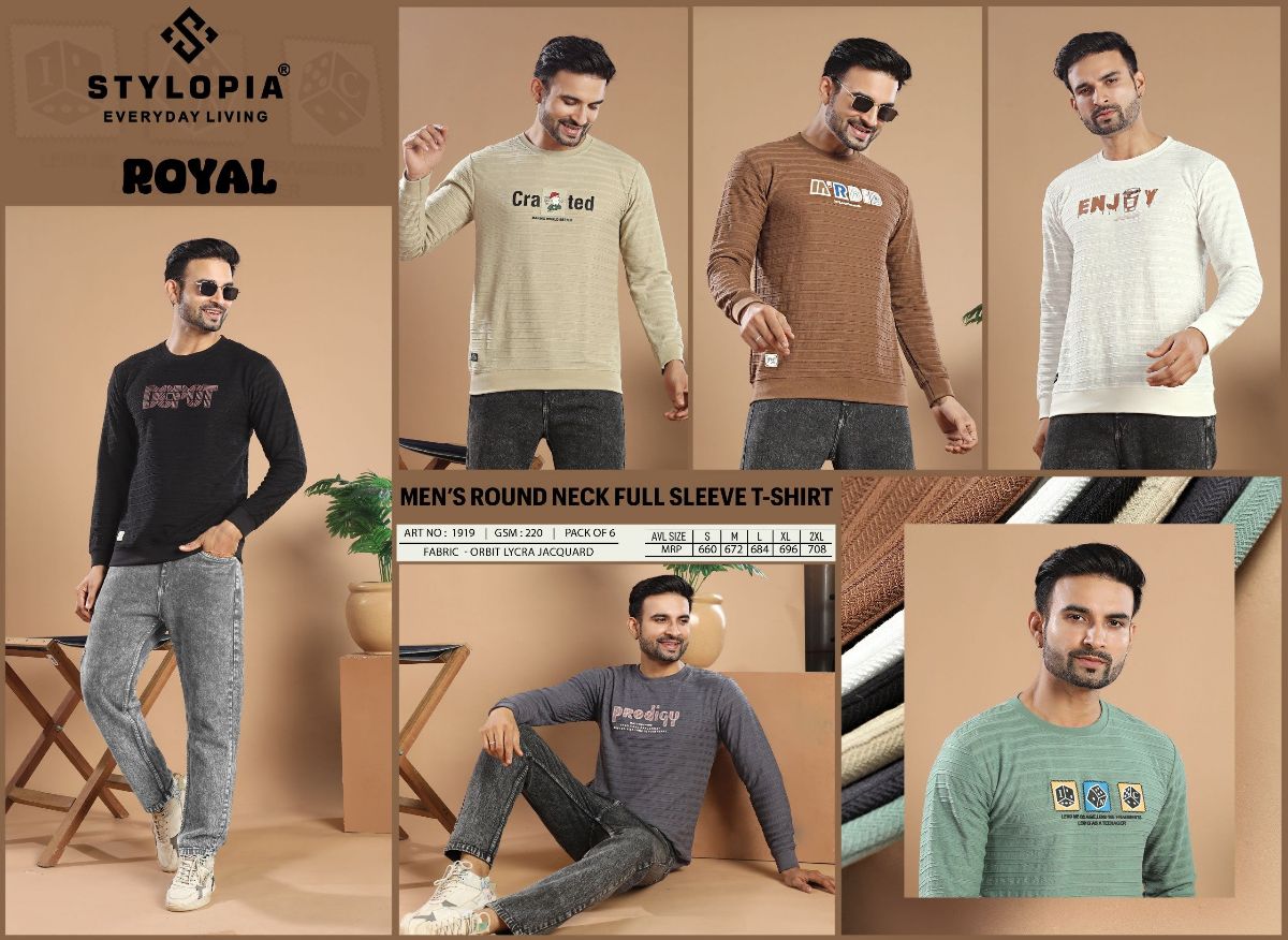 Men's Round Neck T-shirts -1919