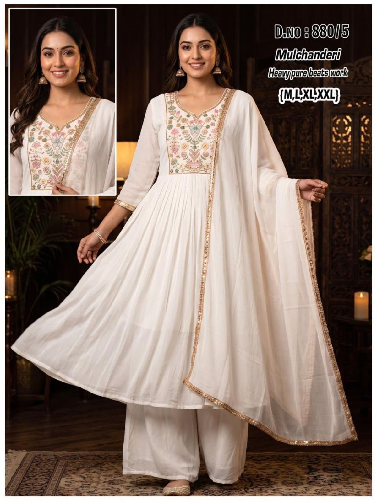 Women's Ethnic Wear Full Ghera Anarkali Frock Suit- Mulchanderi-880/5