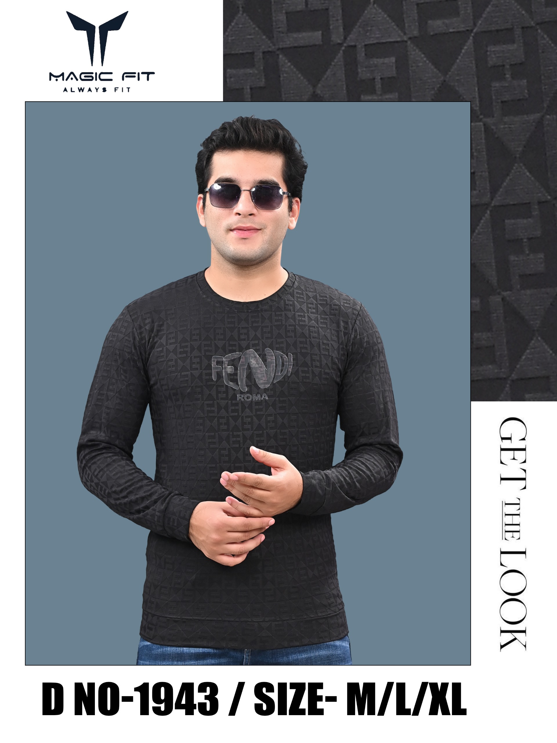 BRAND :-MagicFit  MENS Full Sleeve Round Neck Tshirt Size:L