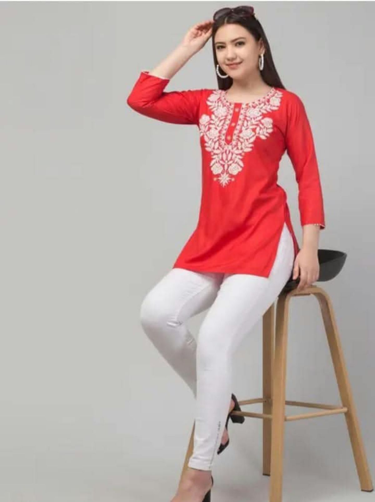 Women's Plain Short Cotton Kurta