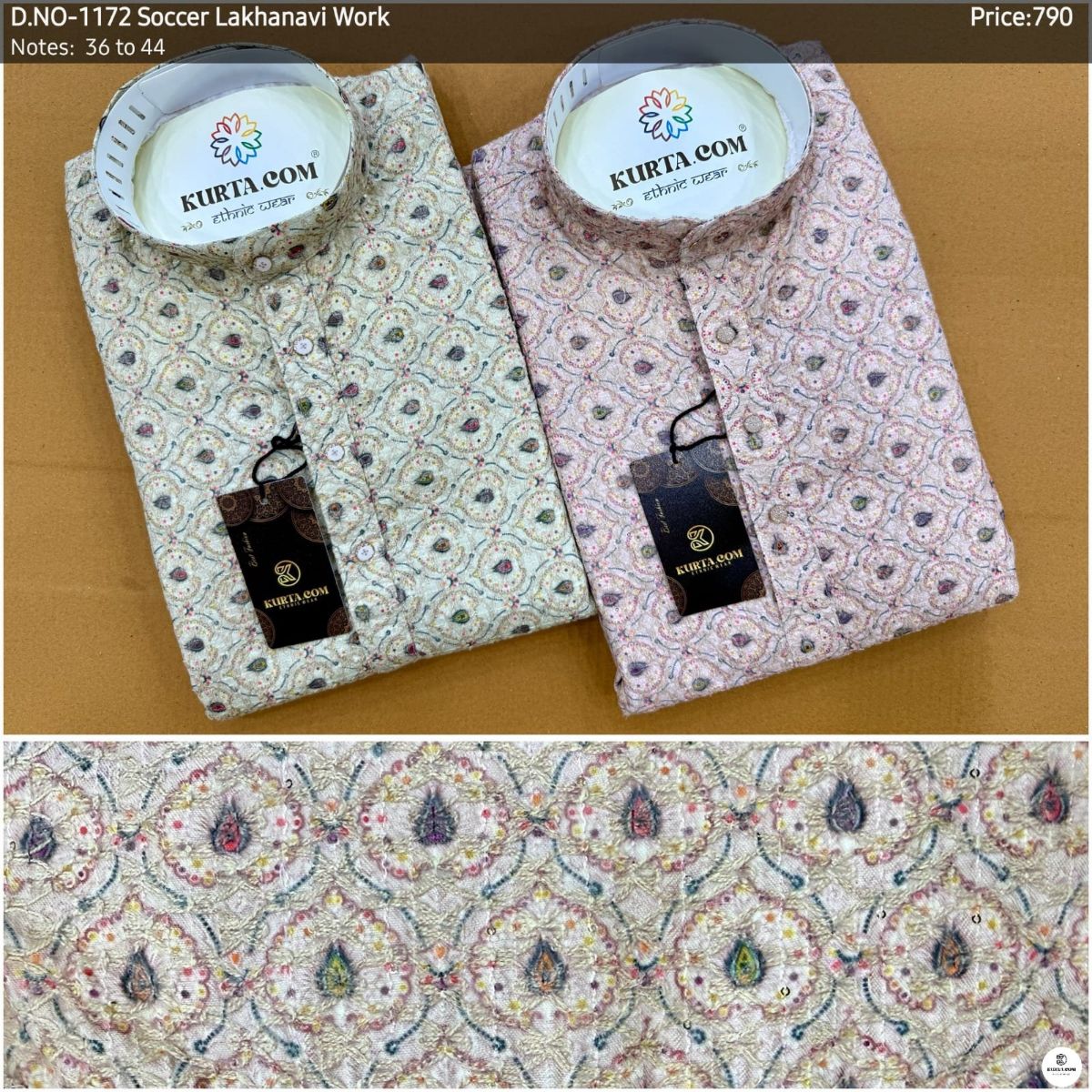 Soccer Lakhnavi Work Kurta Only-1172