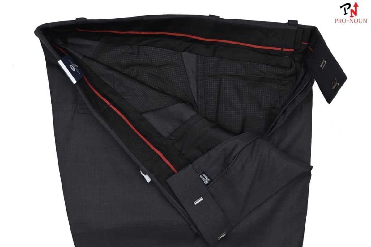 Pro-Noun Men's  Formal Trouser Pants With Adjustable belt D No- Signature 241-6 (28-32)-Black