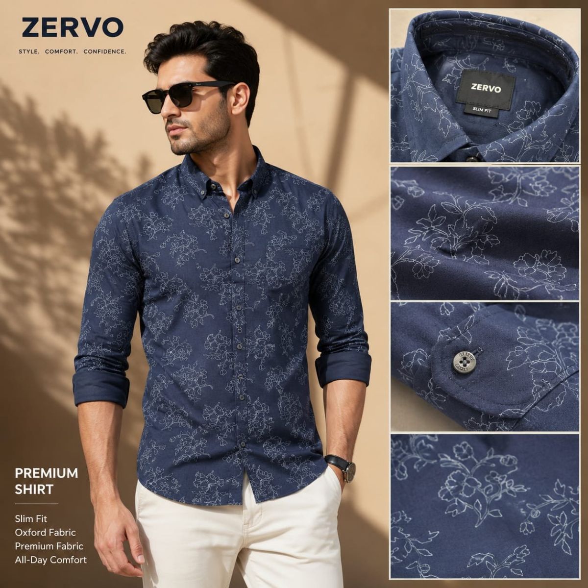 Zervo Men's Cotton Oxford Printed Shirts