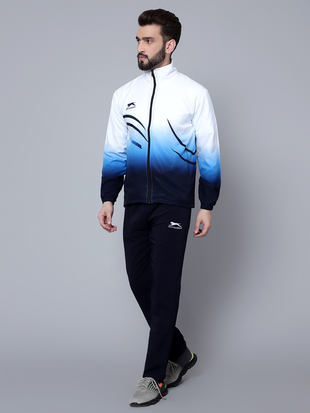 Men's Tracksuit  965-White/Navy/Cyan-H/S-3XL-TZ