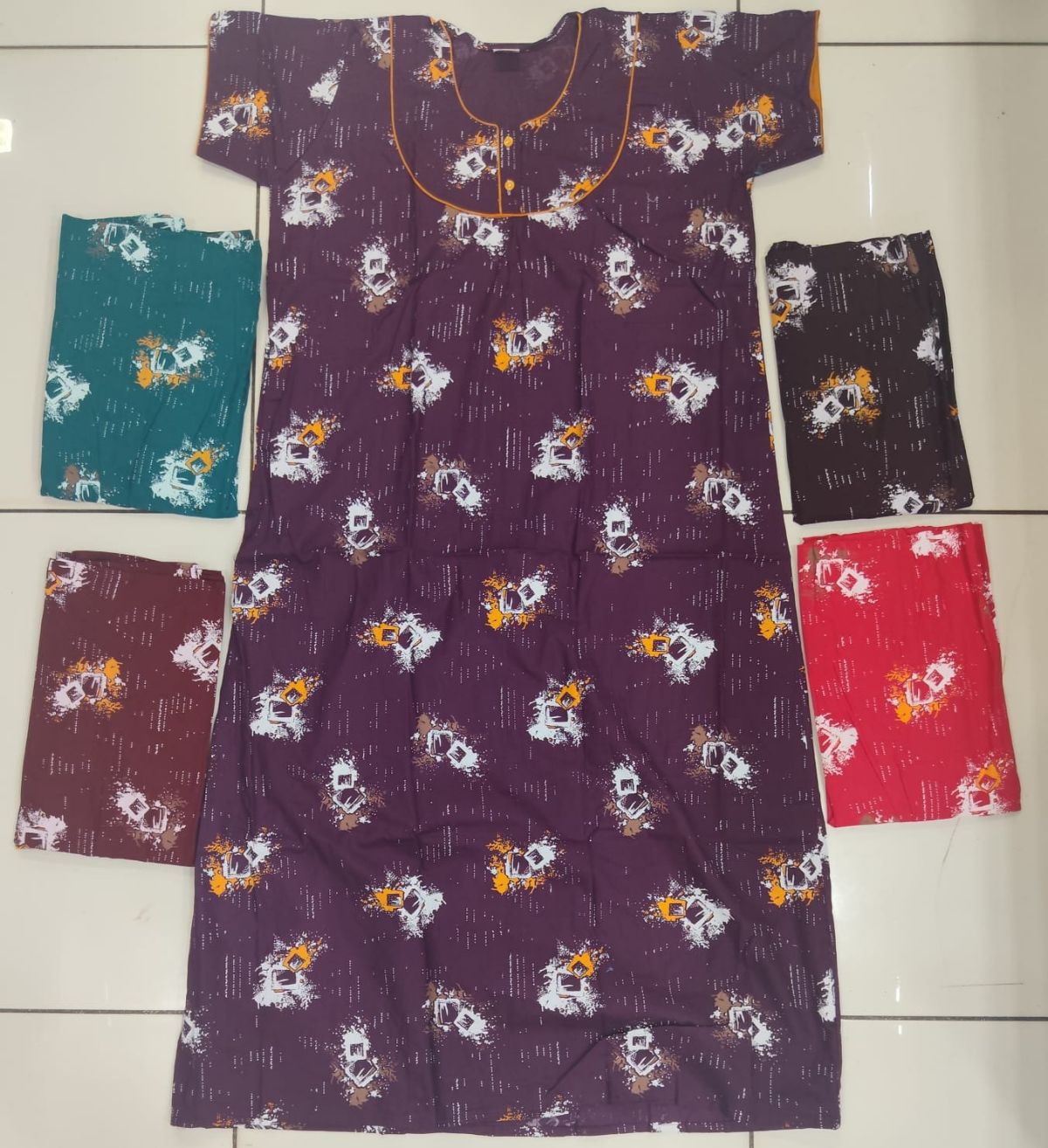 Women Pure Cotton 2 Button Piping Maxi