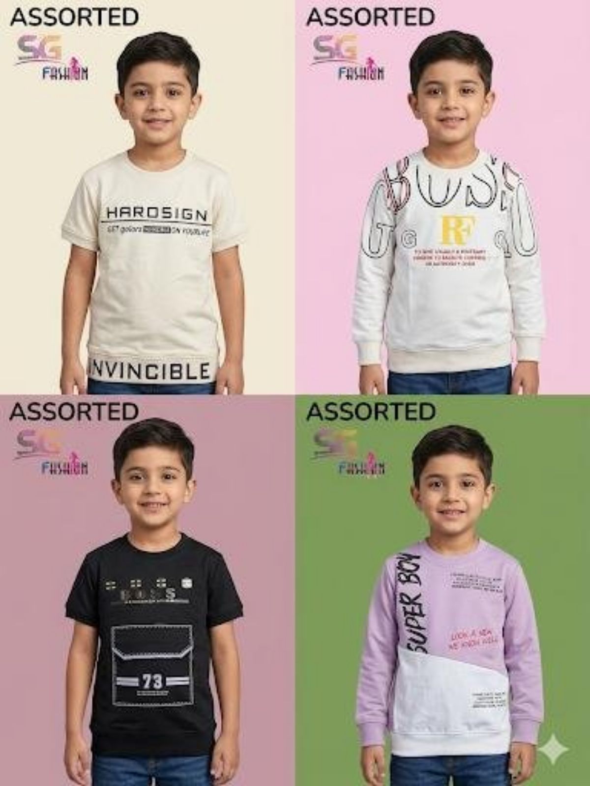 SG Fashion Kids Boys T-shirts Set full sleeve