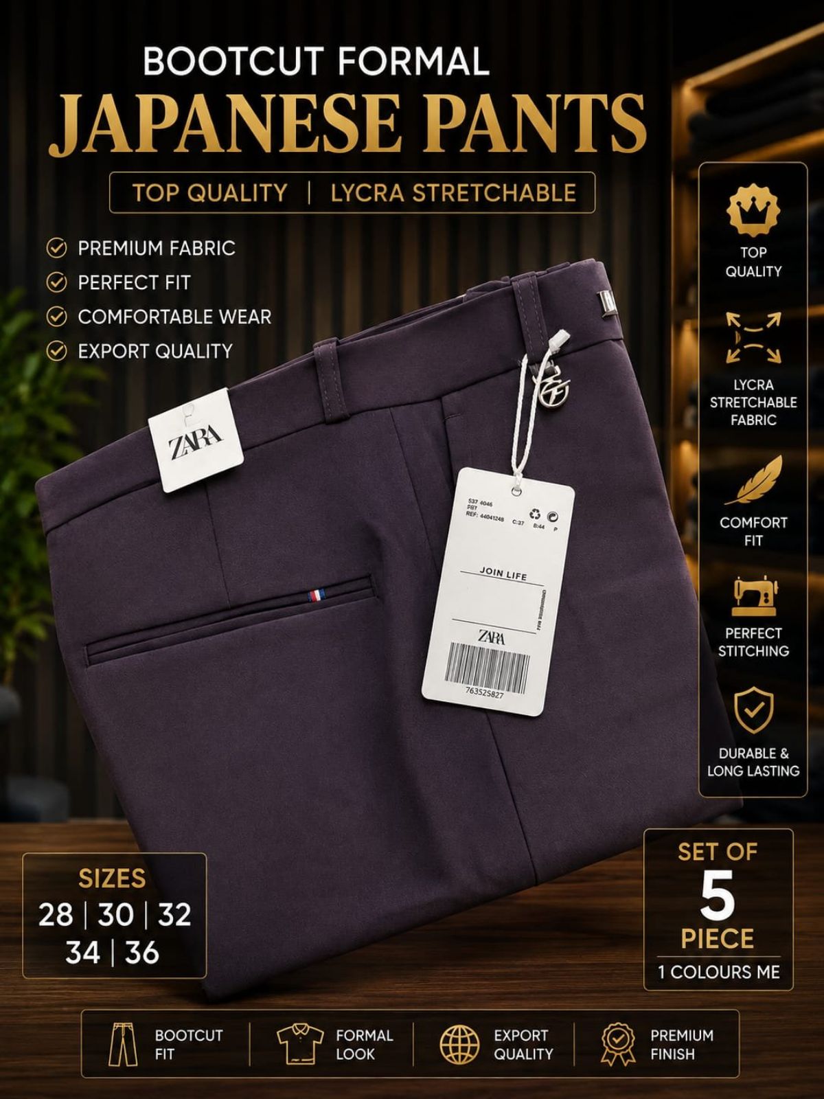 Updry Men's Bootcut Japanese Pants