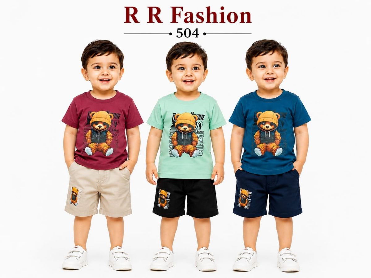 R R FASHION- Kids T-shirt & nikker Clothing Set- 504