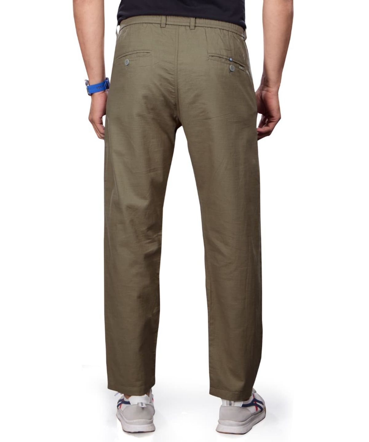 Pro-Noun Men's Lounge Wear Linen Trackpant- D No- 1771-Olive Green