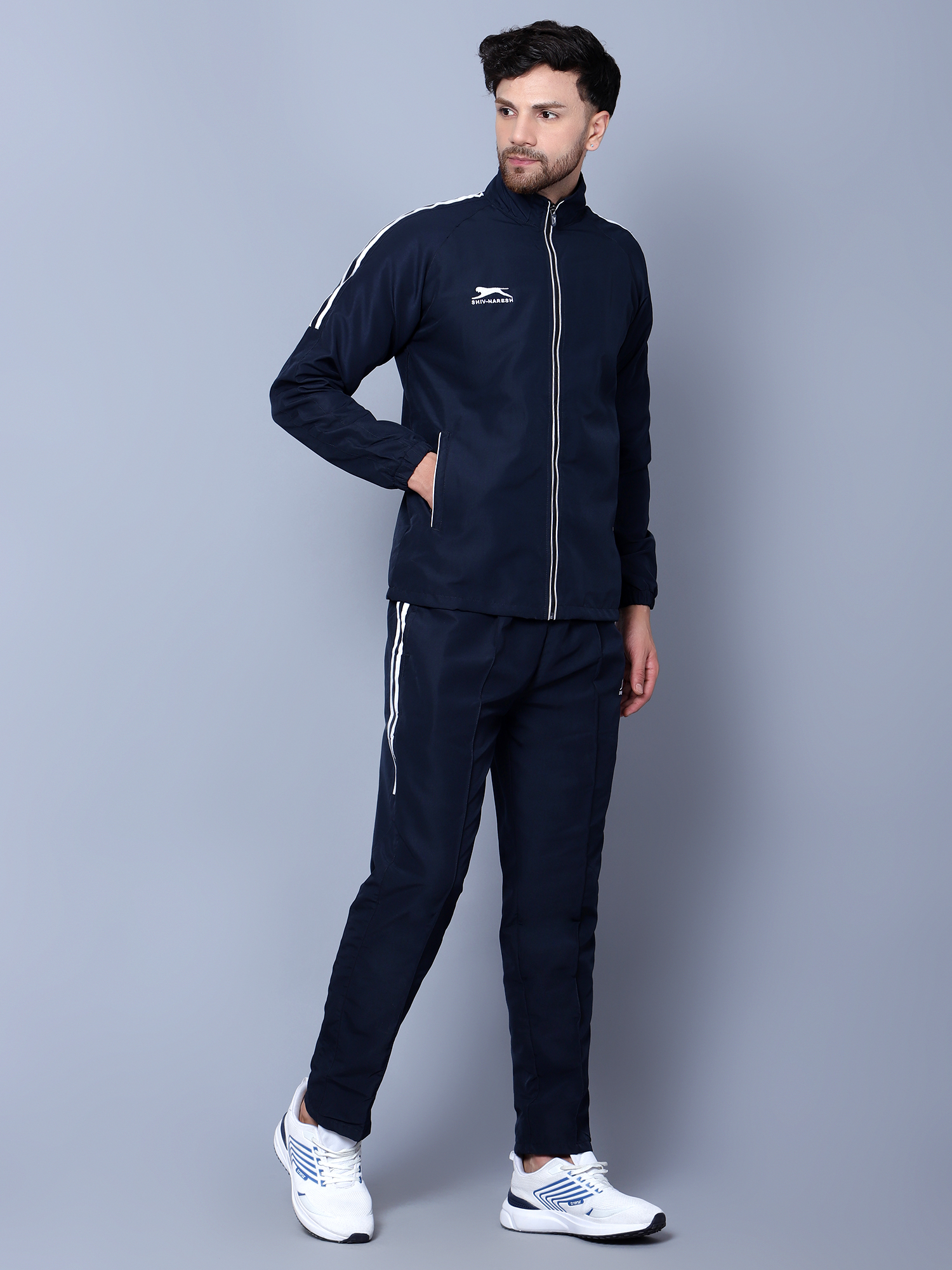 Men's Tracksuit  478A-Navy/White-L-TZ