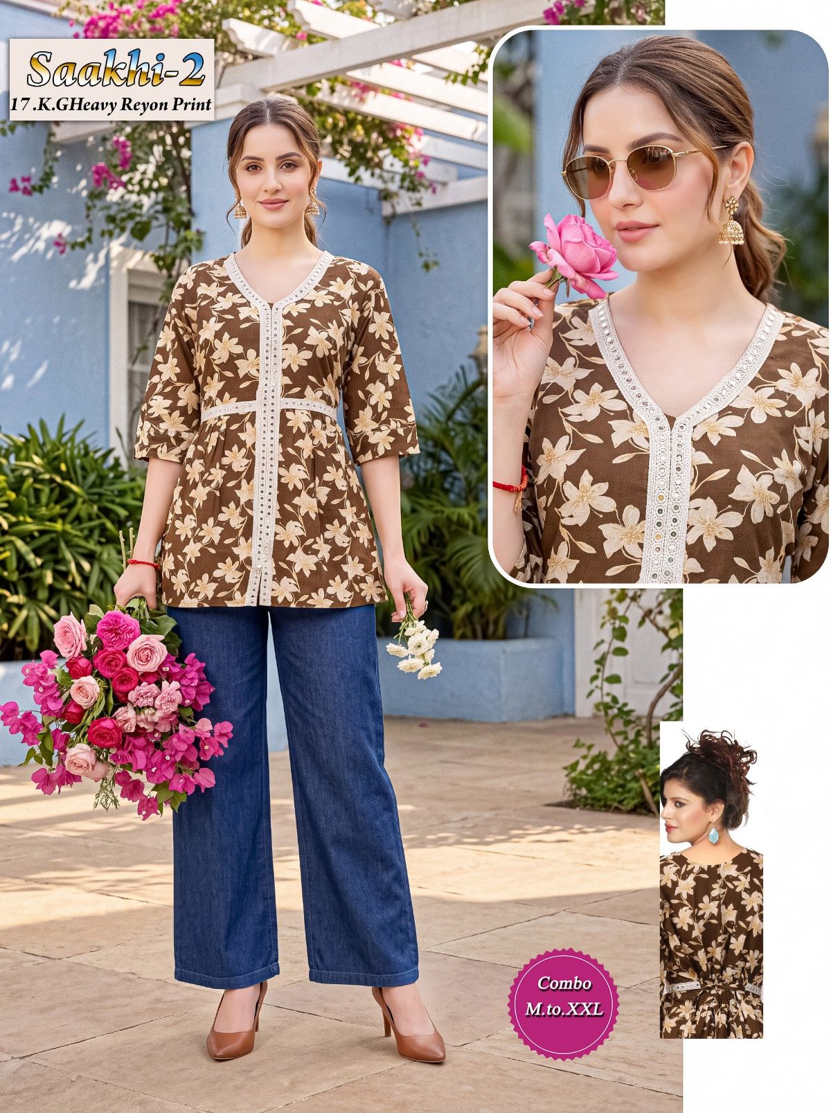 Shree Surbhi Women's Rayon Mirror Work Short Kurti-  Saakhi-2