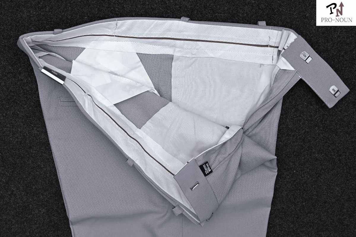 Pro-Noun Men's  Formal Trouser Pants With Adjustable belt D No- Signature 240-7(28-32)- Lt Grey