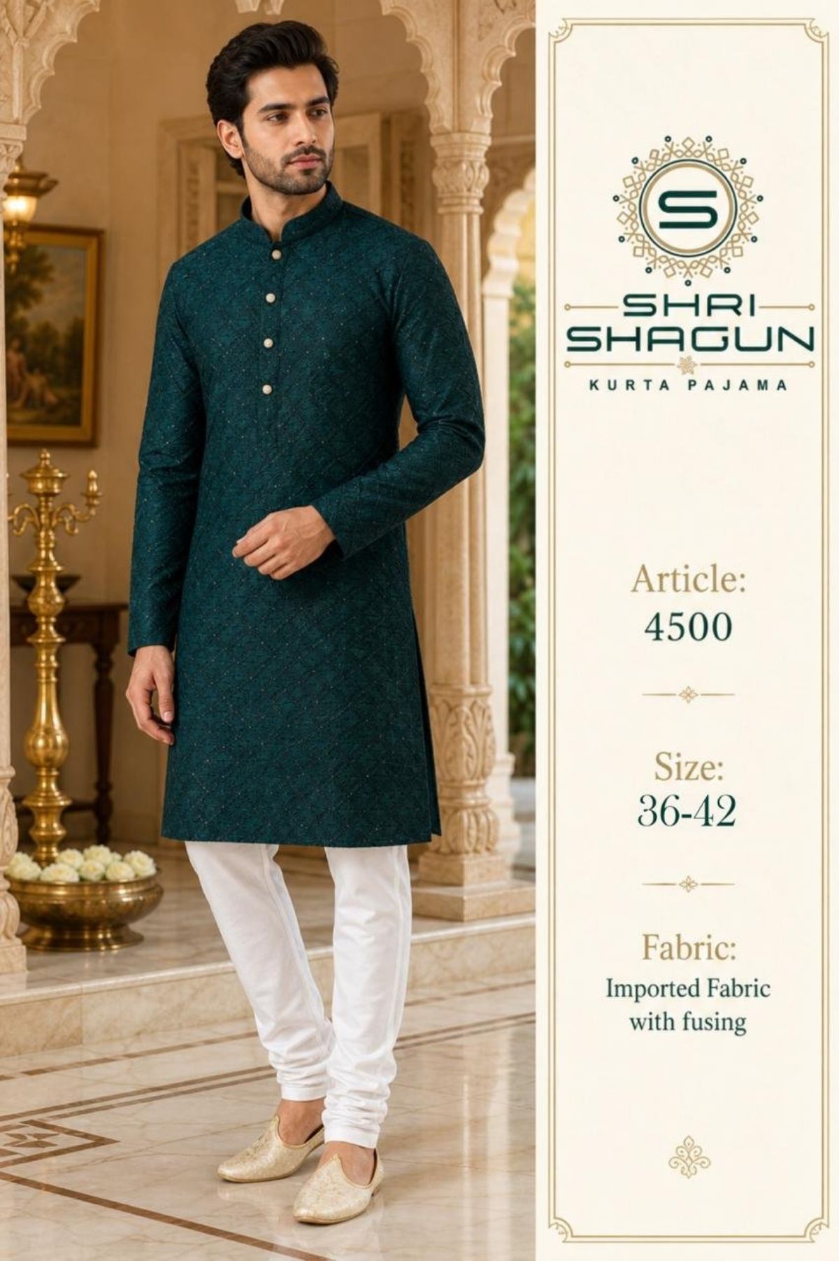 Shri Shagun Imported Fabric Kurta Pajama Set-4500