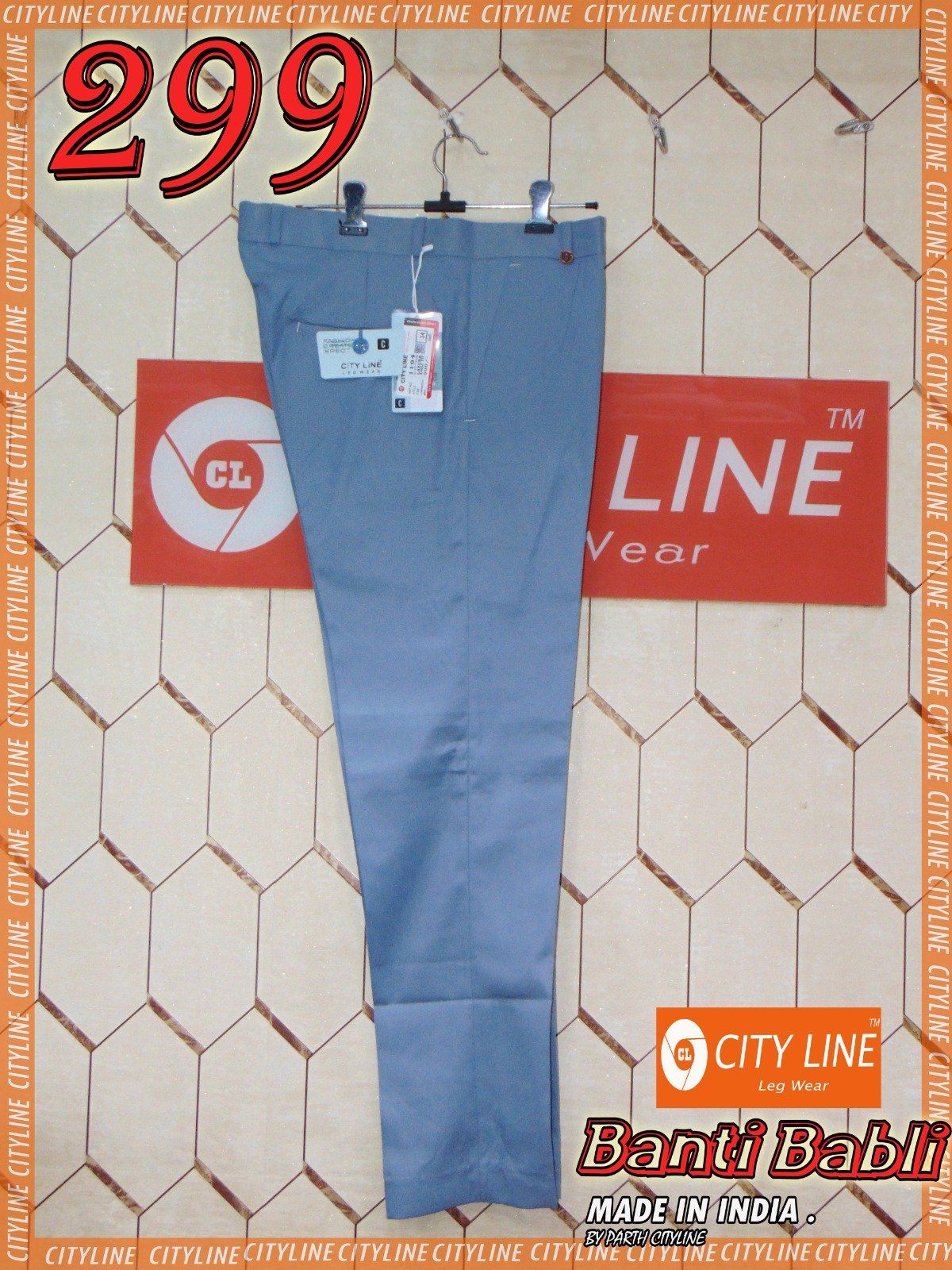 Men's Premium Ankle Fit Lycra Formal Pants -Banti Babli- S grey