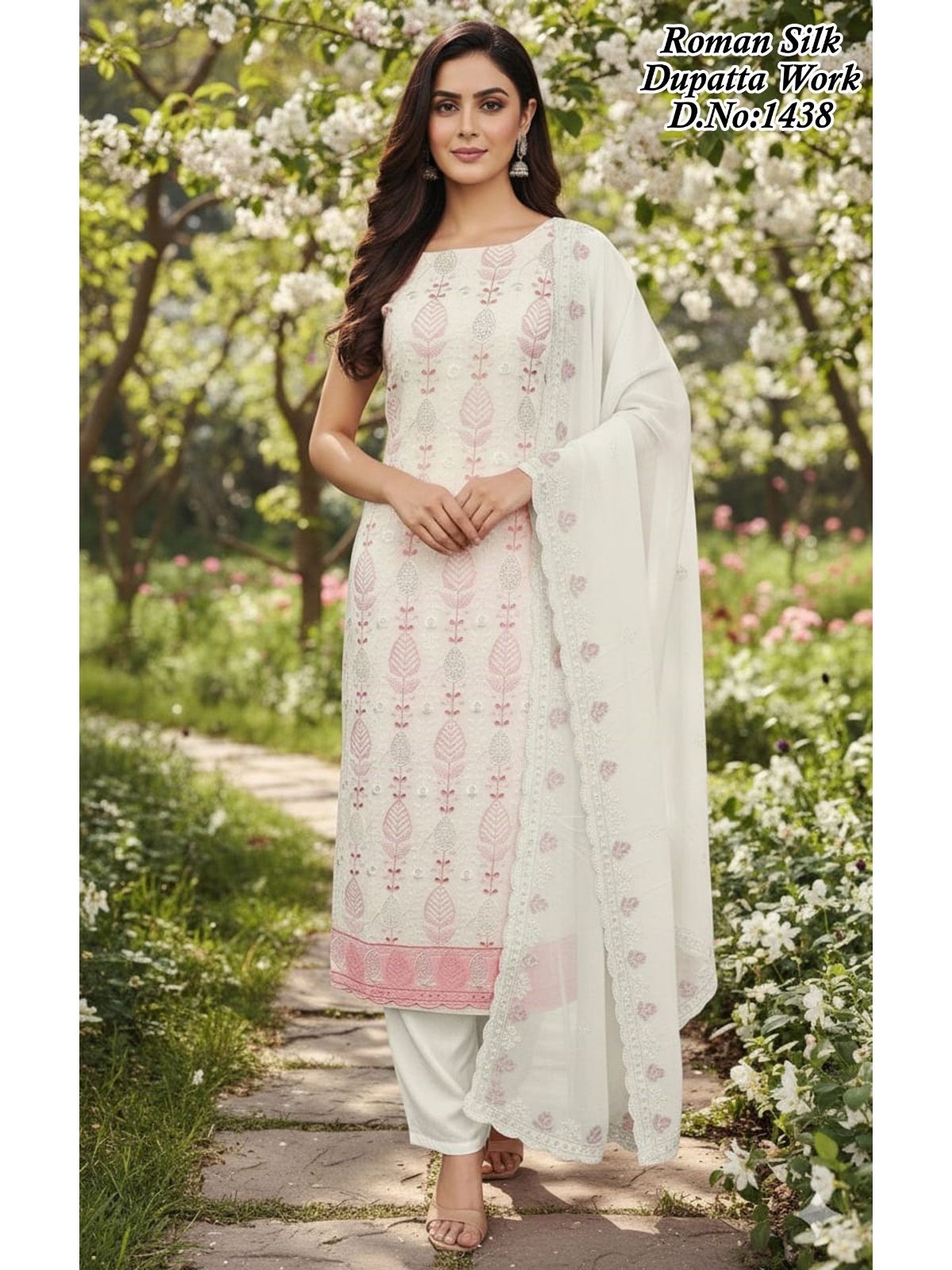 Women's Roman Silk Kurta Pant Set With Dupatta- 1438