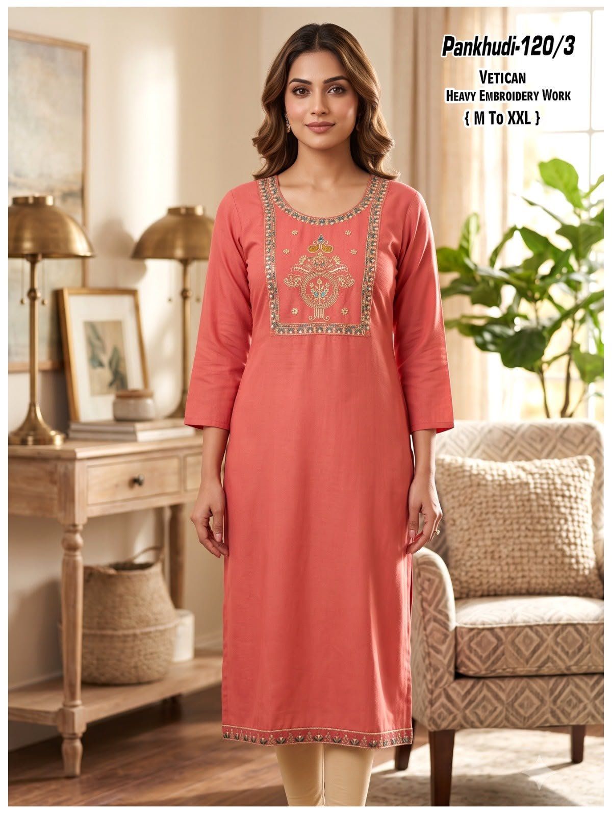Women's Ethnic Wear Vetican Straight Kurti Pankhudi- 120/3
