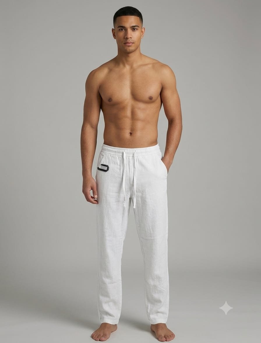 Updry Men's Linen Trousers Pants - White