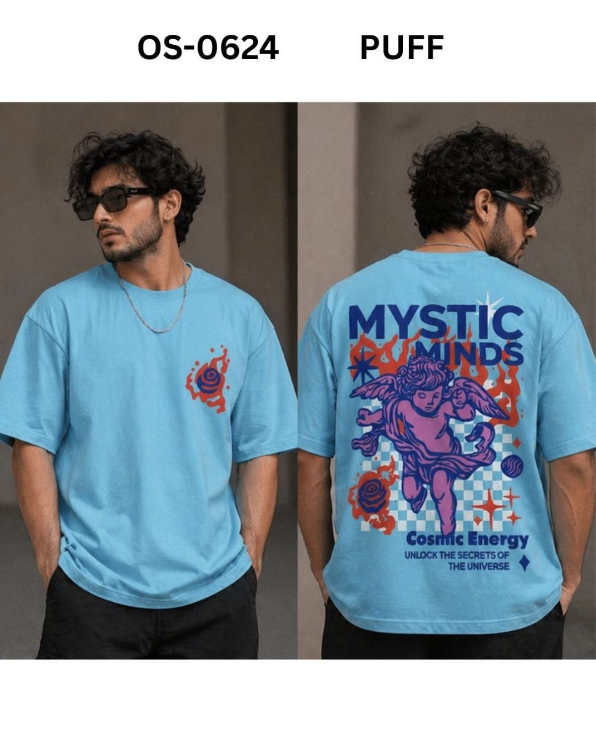 TOMHIDDLE MENS OVERSIZED PRINTED DOWN SHOULDER T-SHIRT- A4-OS-0624