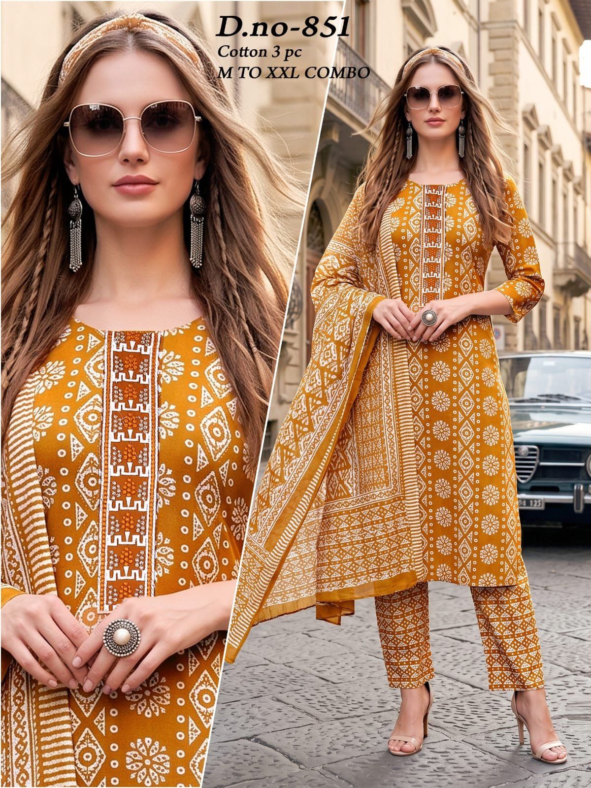 Women's Cotton 3 Pcs Set- 851