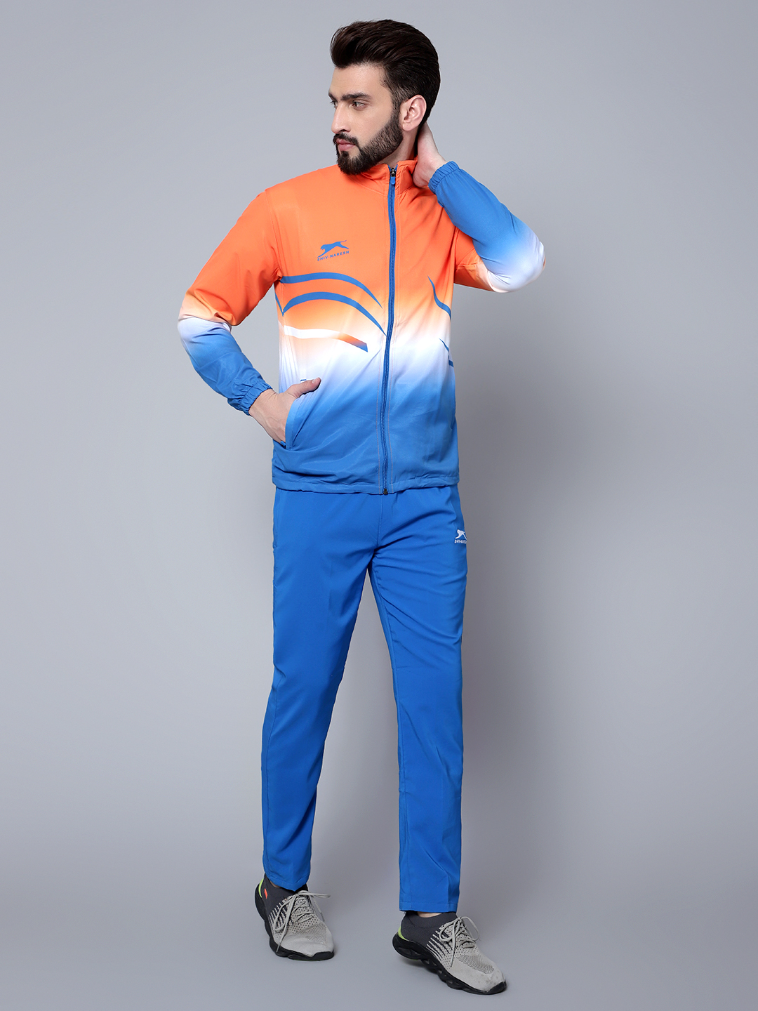 Men's Tracksuit  E-SNTSNXFS965_Orange/Royal/White_2XL_NS Spandex