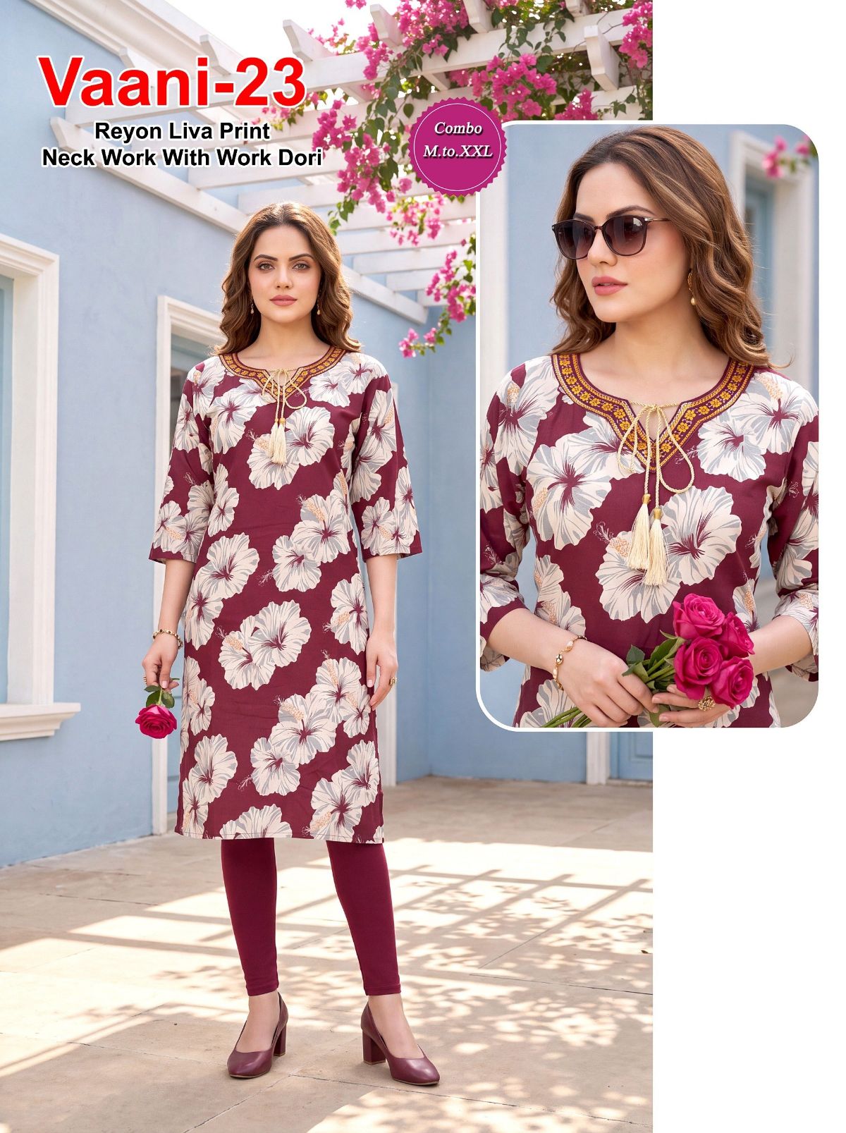 Shree Surbhi Women's Rayon Print with Dori-  Vaani-23