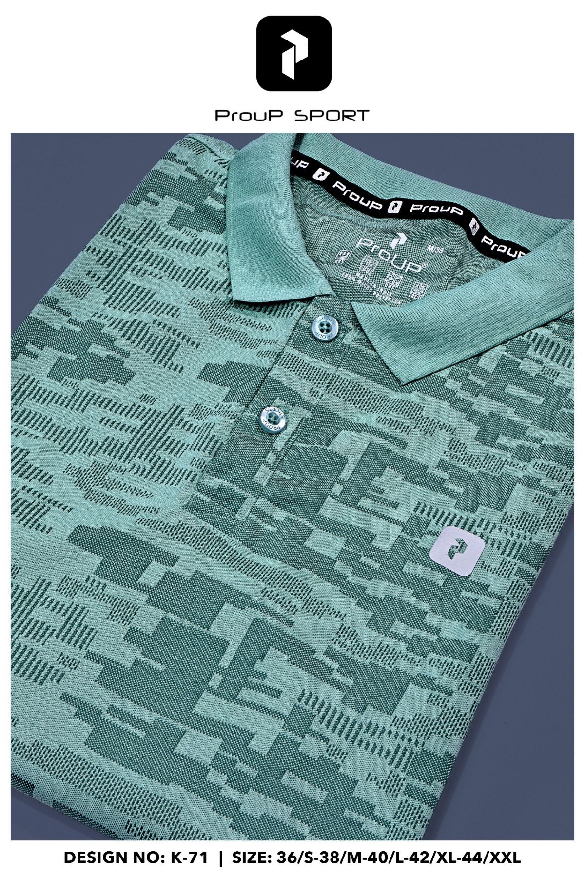 Men's Jacquard Knit Coller Neck Half Sleeves T-shirts D No-K-71
