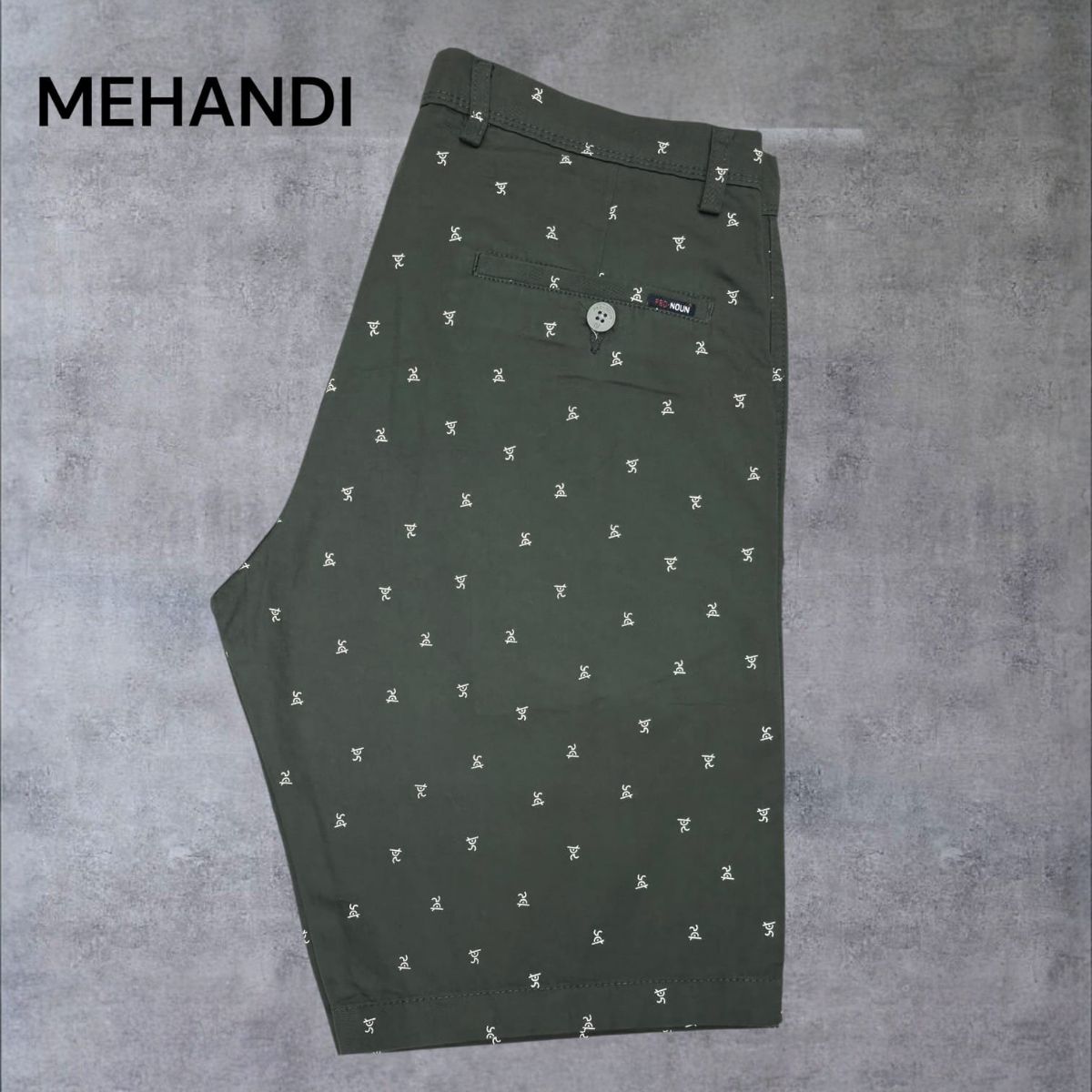 Pro-Noun Men's Pure Cotton Printed Shorts-805 (30-38)-Mehndi