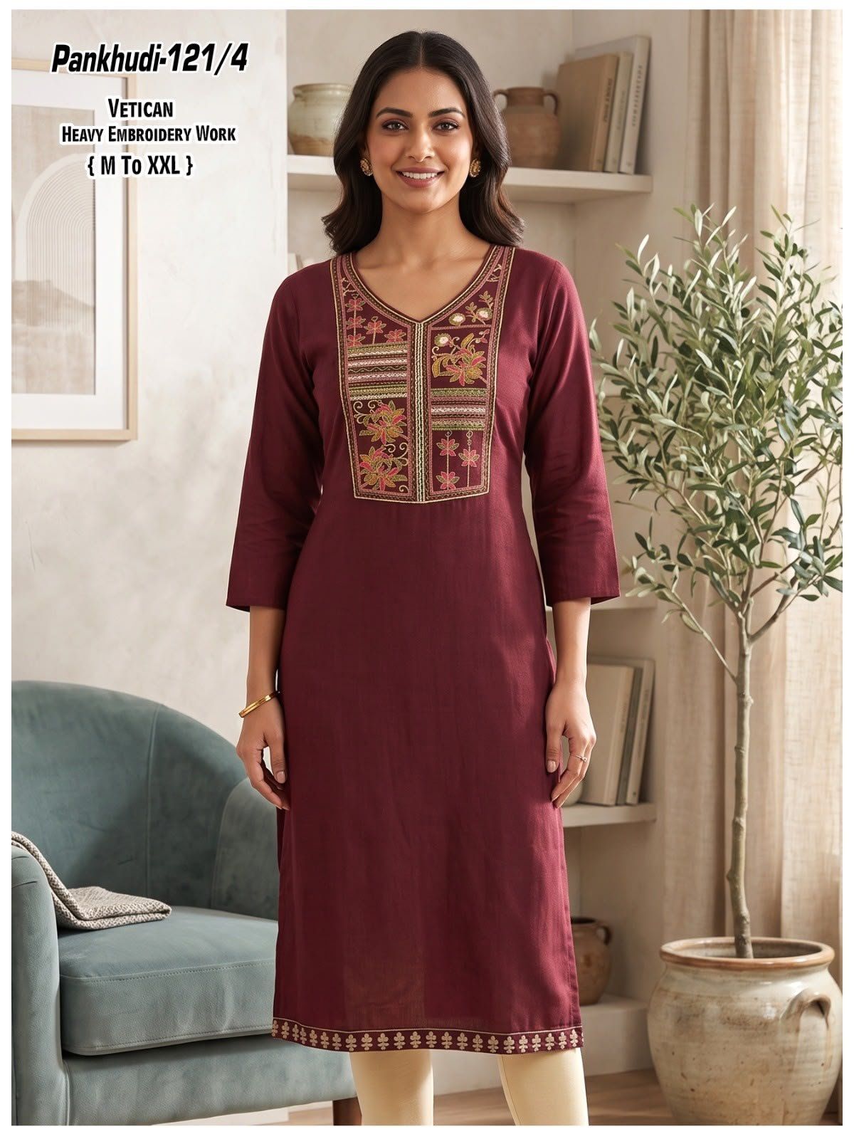 Women's Ethnic Wear Vetican Straight Kurti Pankhudi- 121/4