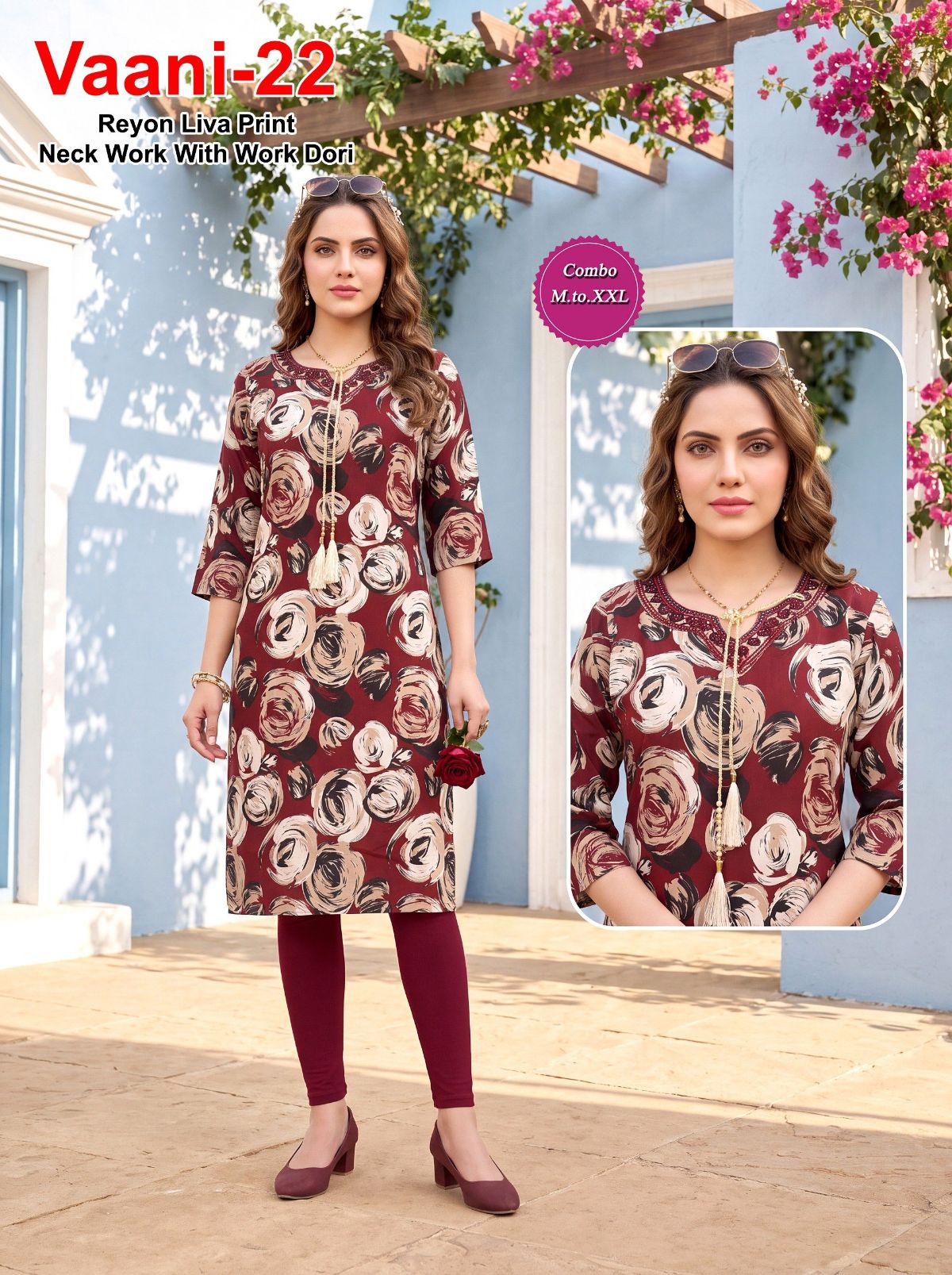 Shree Surbhi Women's Rayon Print with Dori-  Vaani-22