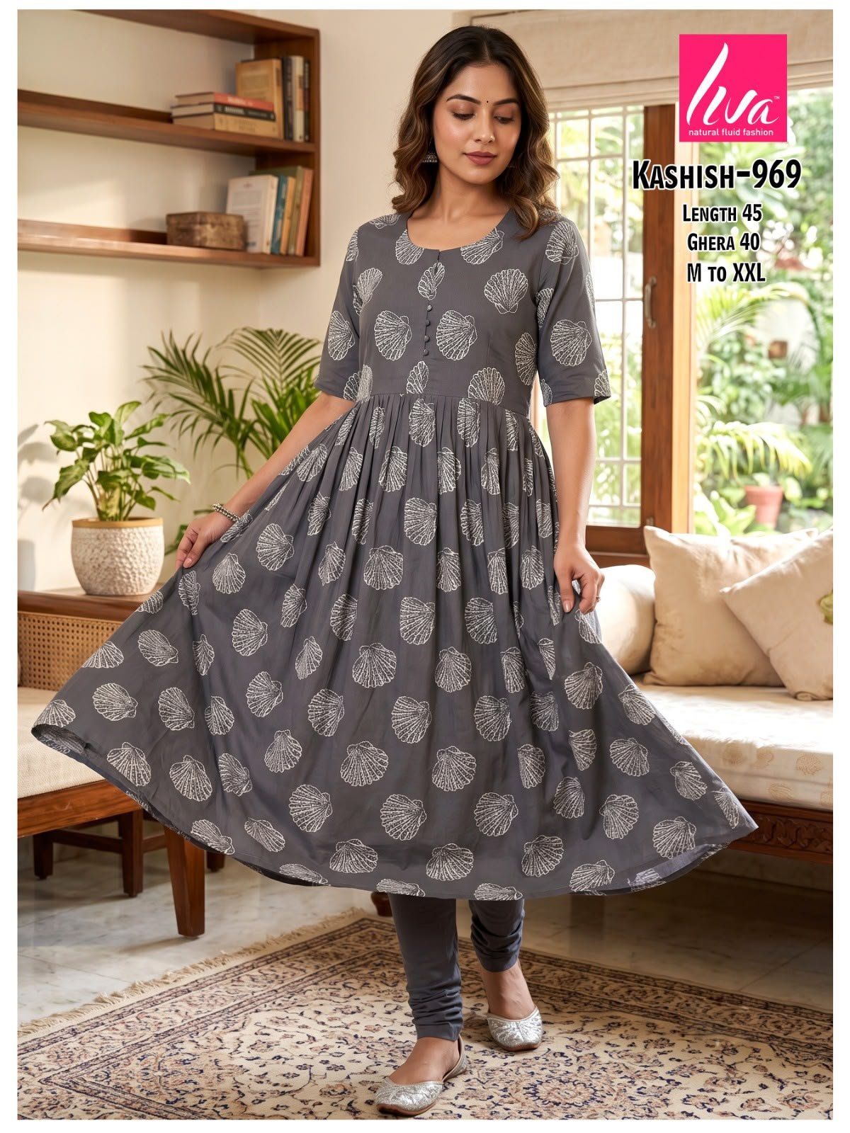 Women's Ethnic Wear Printed Rayon Ghera Kurti-Kashish -969
