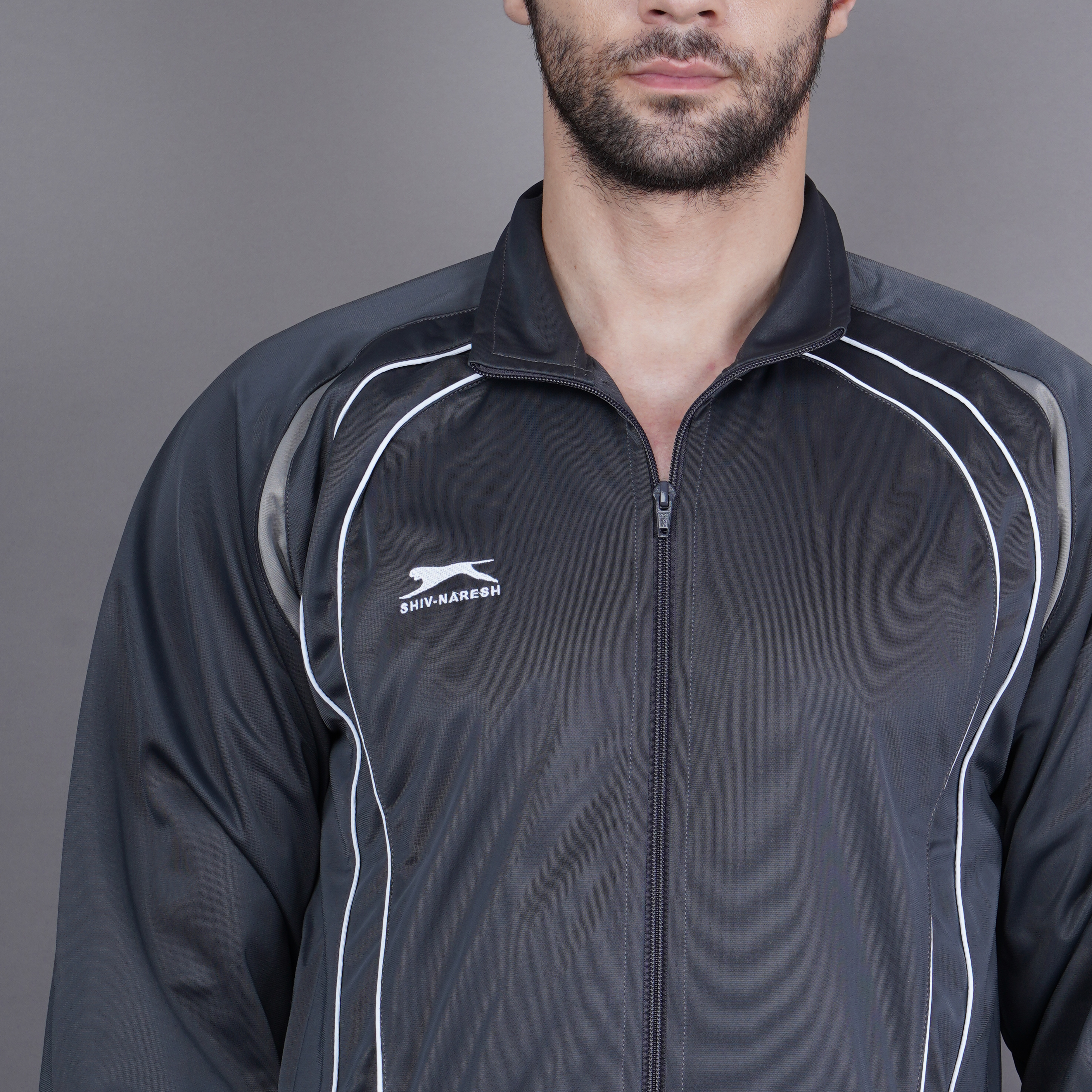 Men's Tracksuit  435A-TP-D.Grey/L.Grey/White-XXL