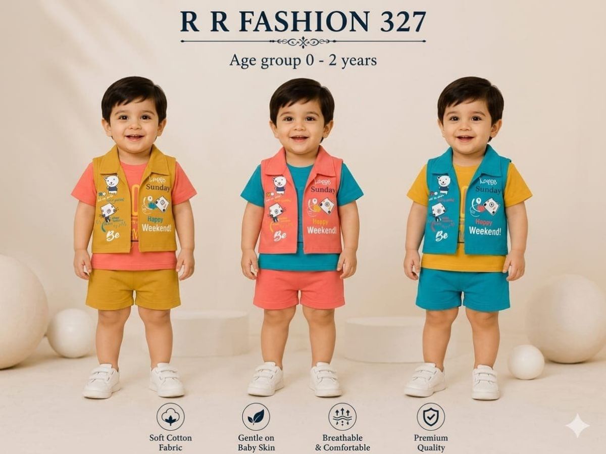 R R FASHION- Kids T-shirt & nikker Clothing Set-327