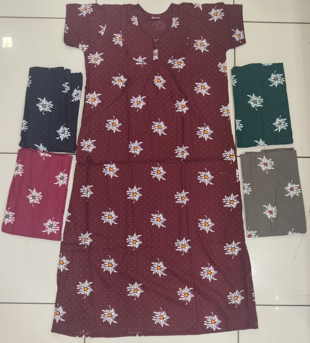 Women Pure Cotton 2 Button Piping Maxi