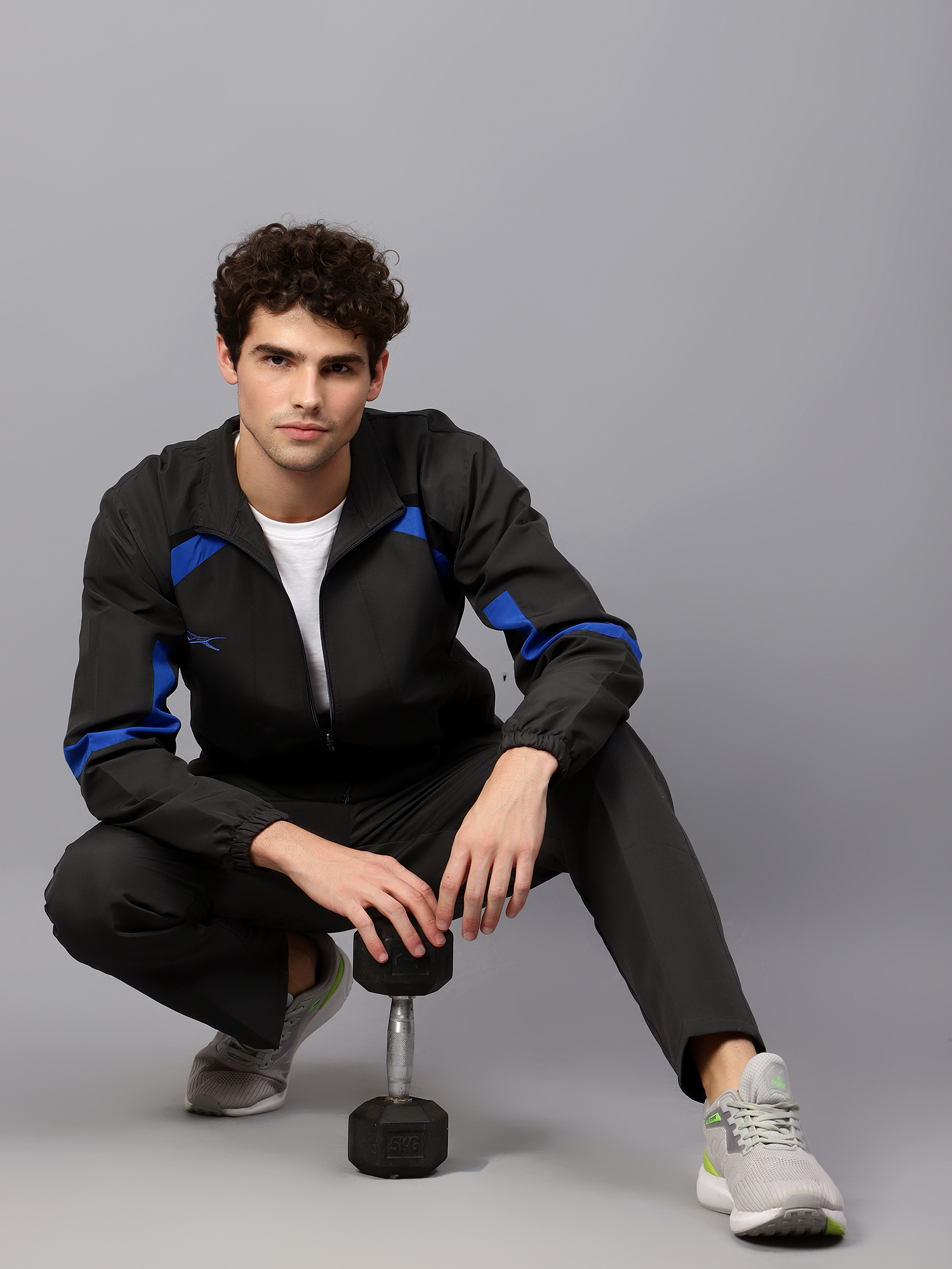 Men's Tracksuit  444B-Dark Grey/Black/Royal-M-TZ