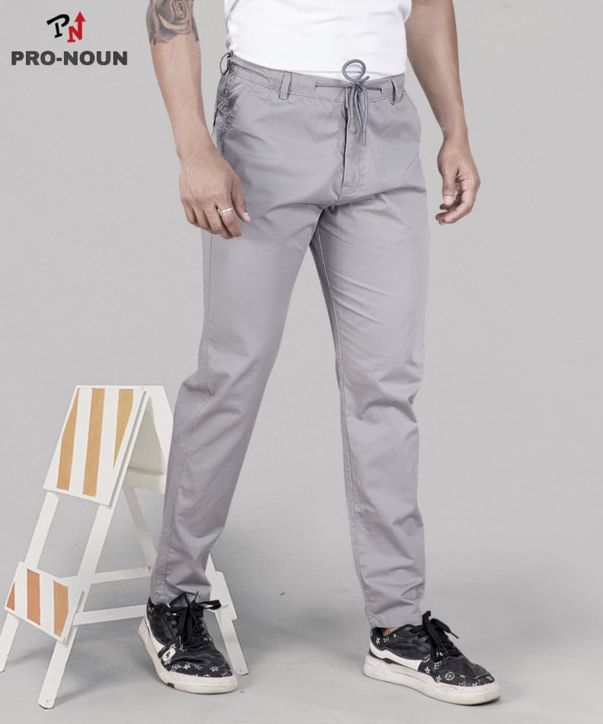 Pro-Noun Men's Lounge Wear Cotton Trackpant- D No- 1715 (4XL-6XL)-Lt Grey