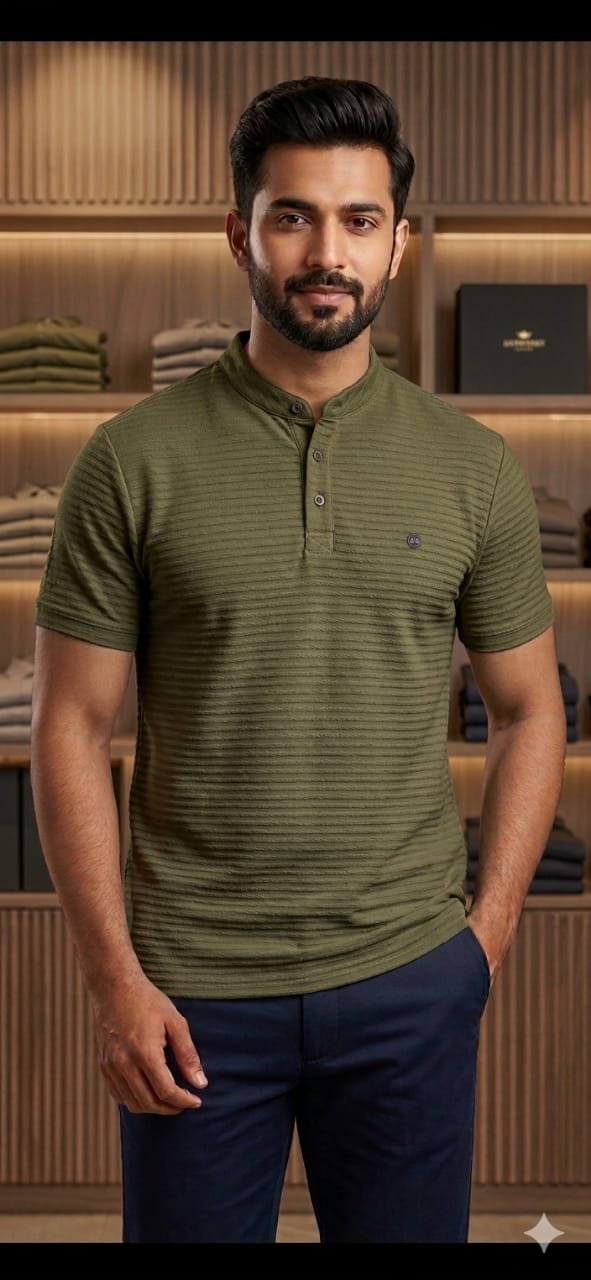 Mens Half Sleeve Henley NeckTshirt 2022